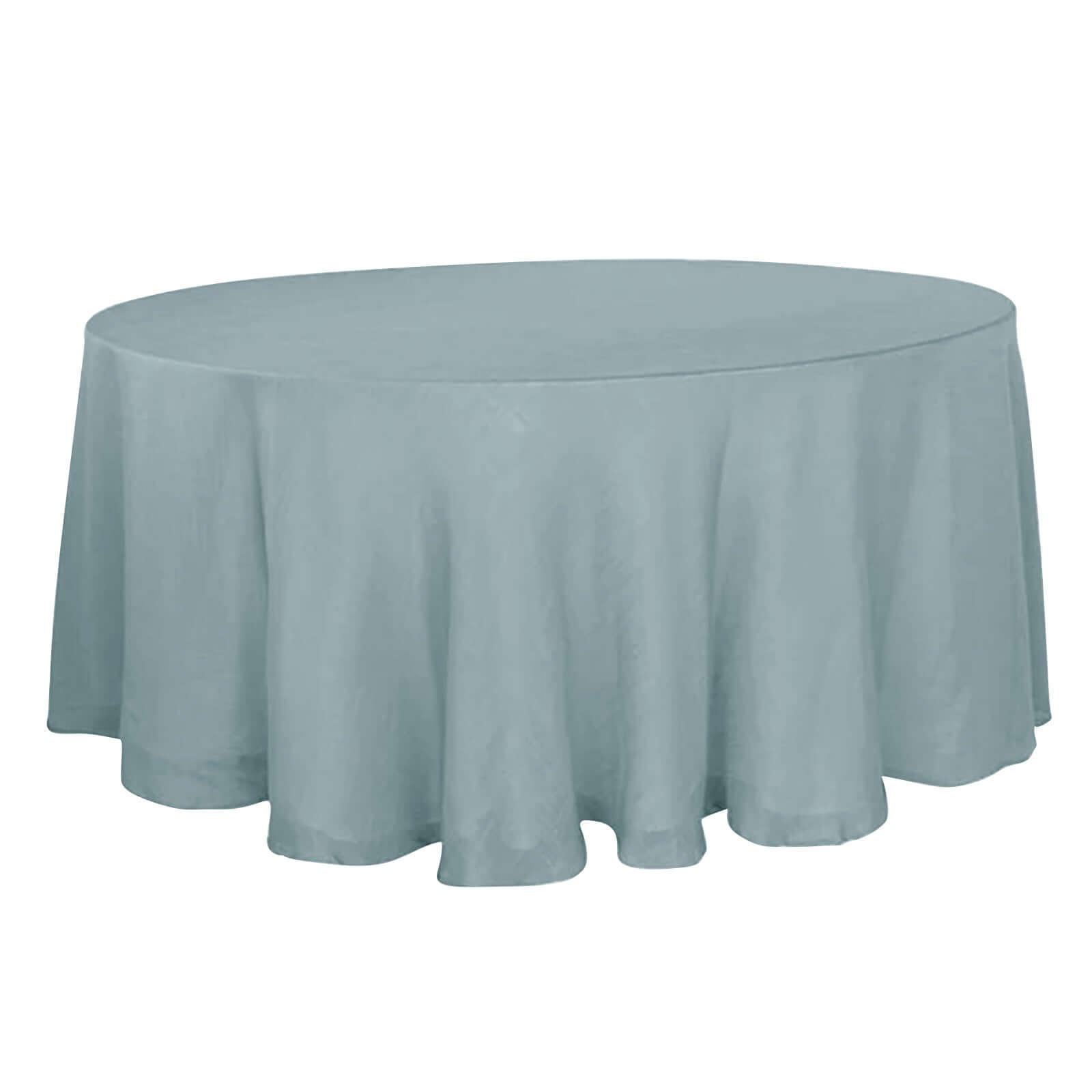 Hot Sale! 120' Round Dusty Blue Faux Linen Tablecloth - Wrinkle-Resistant & Seamless