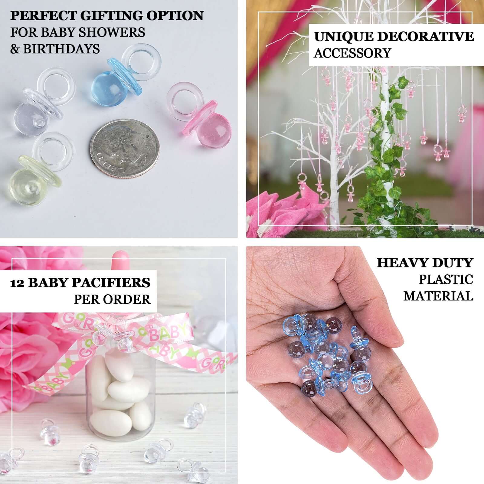 Hot Deal! 12-Pack Pink Decorative Baby Pacifiers for Baby Showers