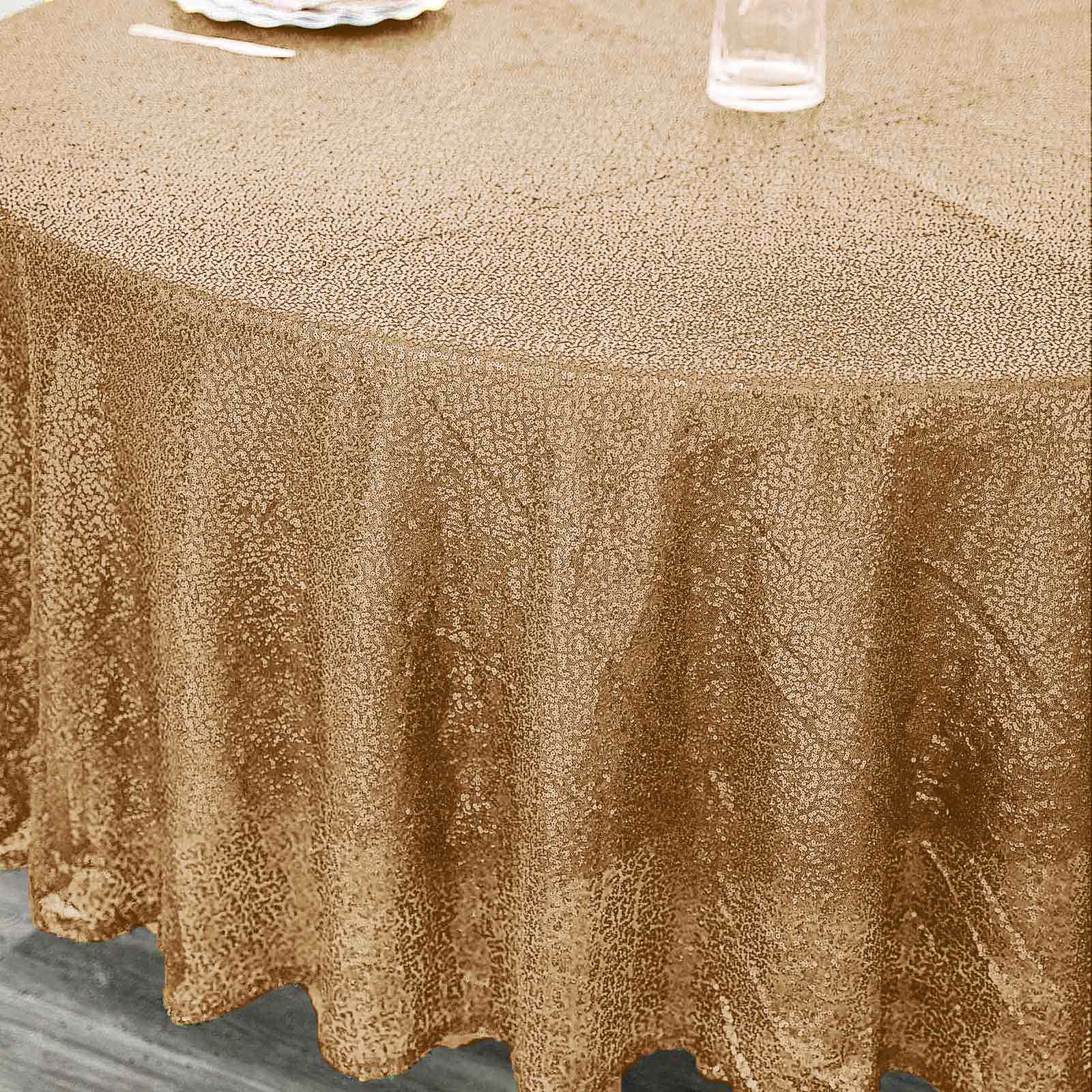 Gold Sequin 108 Round Tablecloth - Ideal for Glam Events