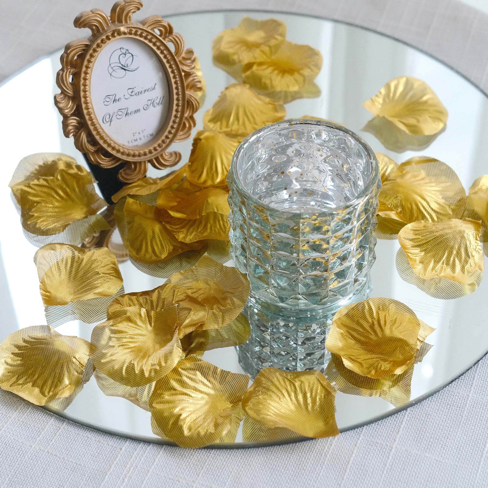 500-Piece Metallic Gold Silk Rose Petal Confetti for Table and Floor Decor