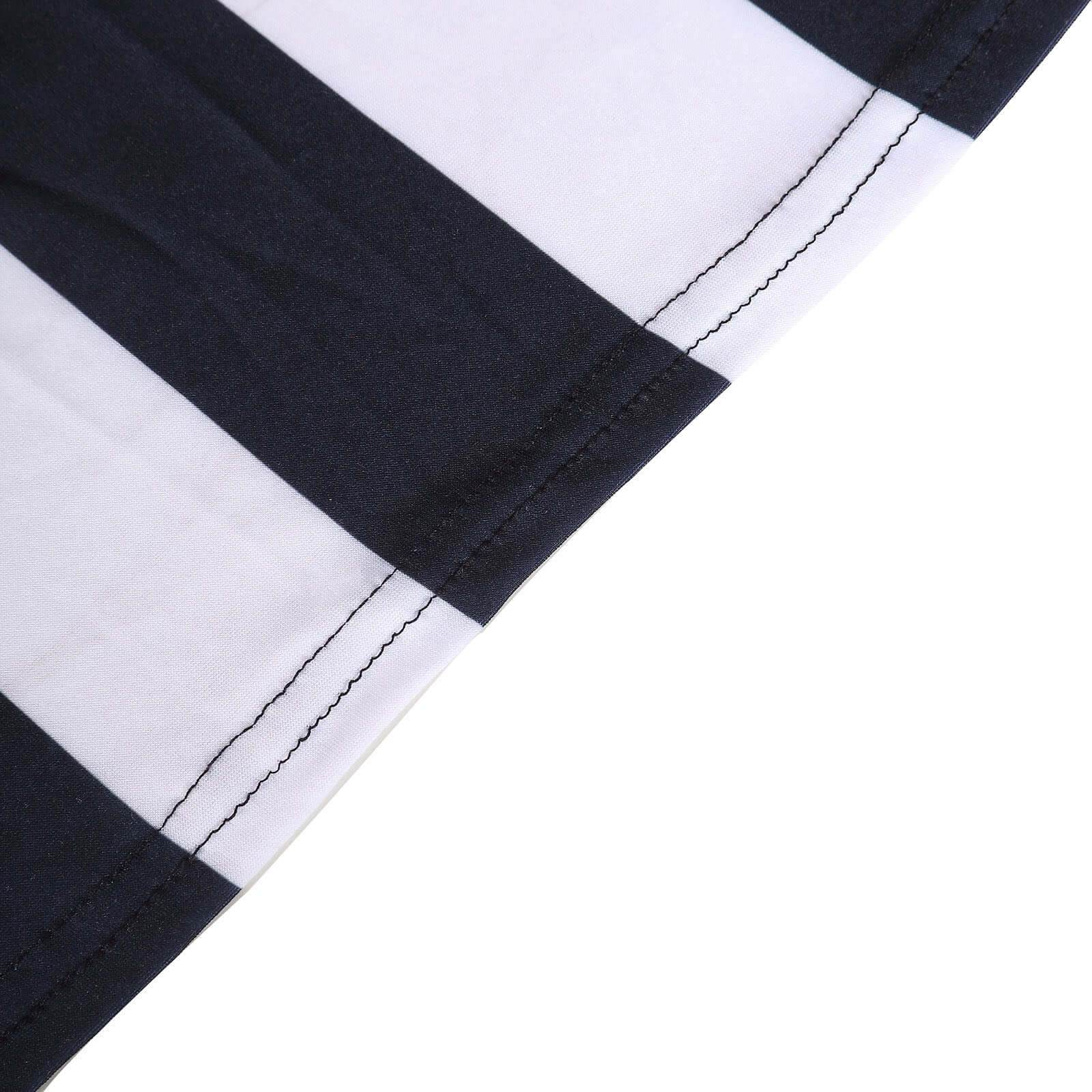 Black/White Striped Spandex 32-Inch Fitted Stretch Cocktail Table Cover - Low-Maintenance