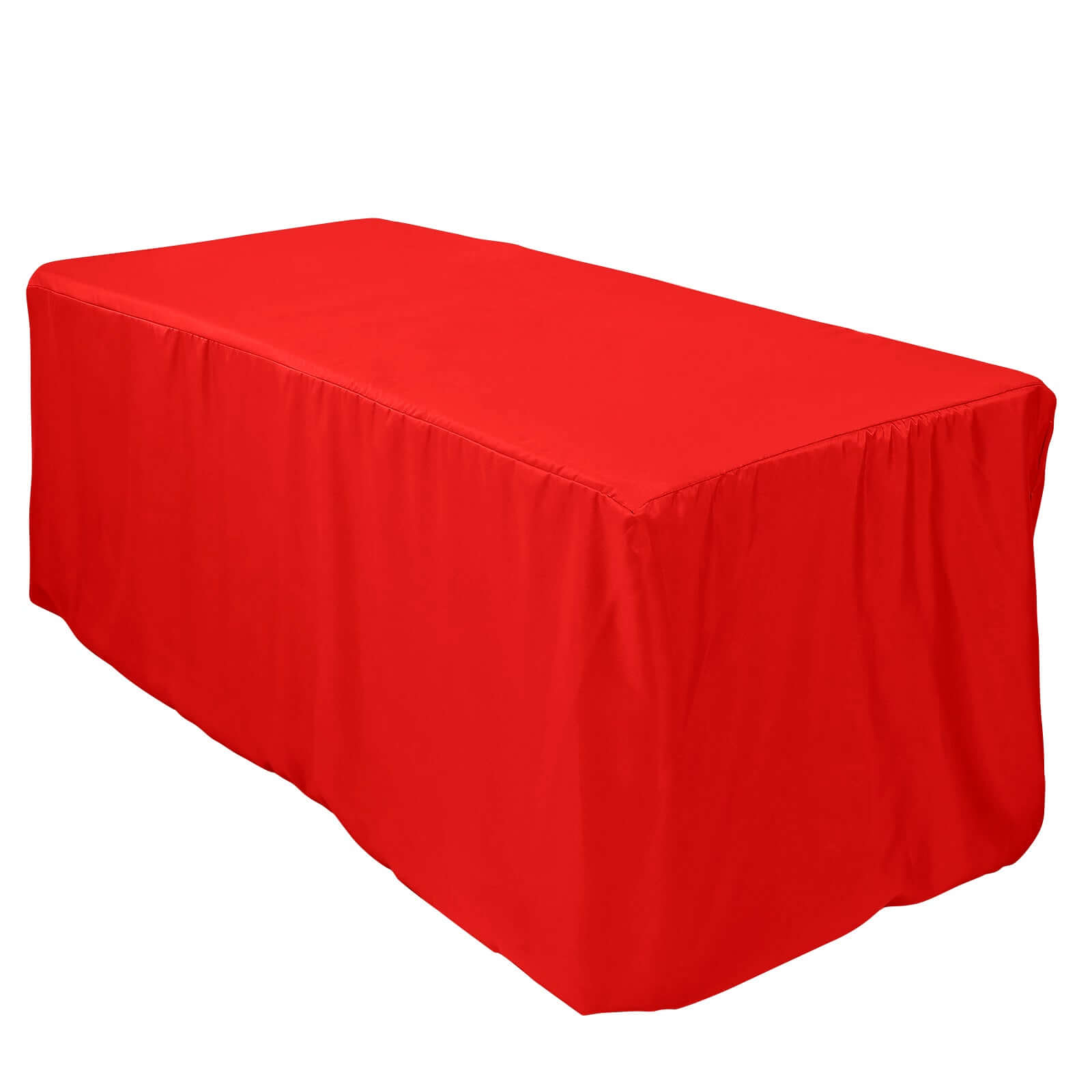 Red Durable & Easy - Care Fitted Polyester Tablecloth for 6FT Rectangular Tables