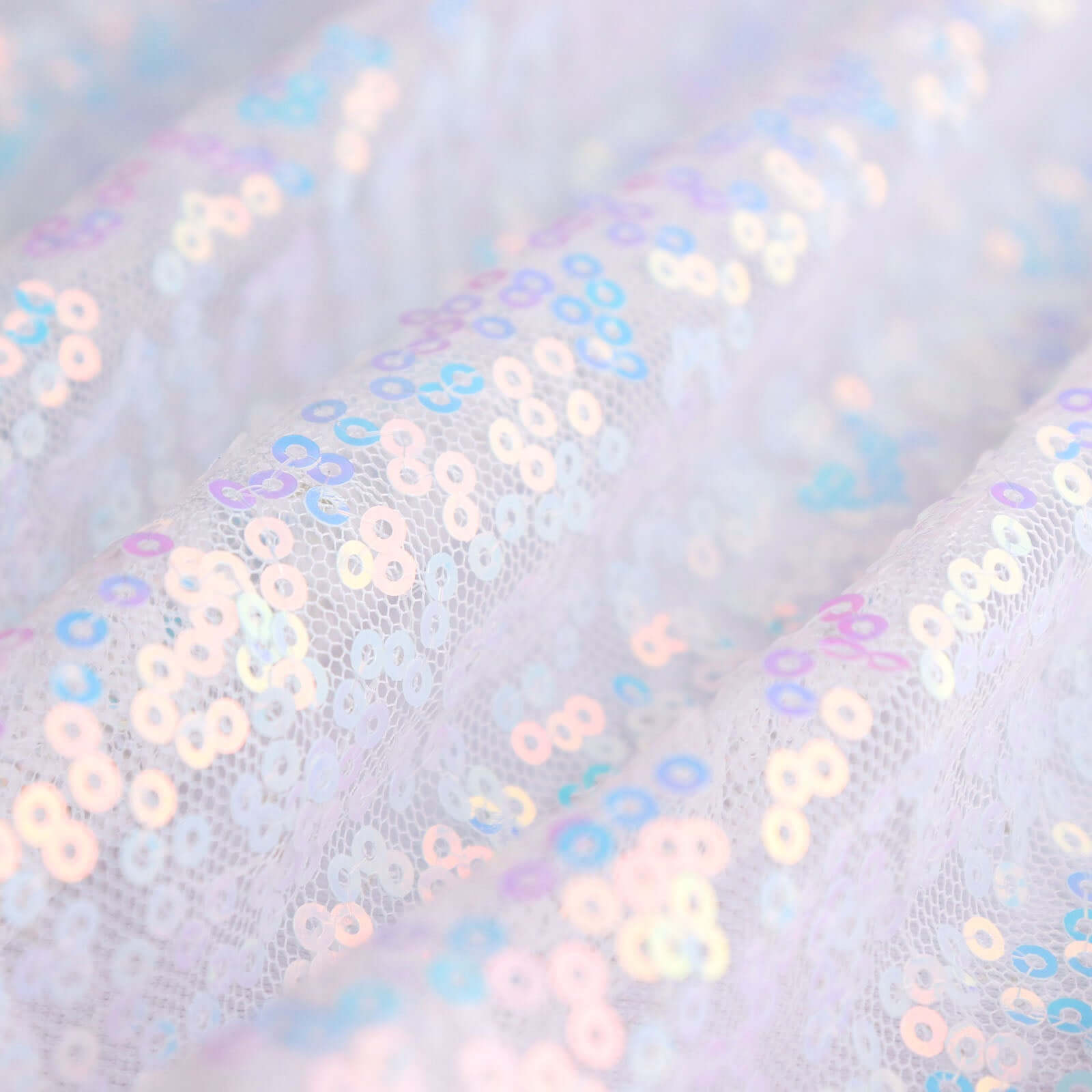 Hot! 120" Iridescent Blue Sequin Round Tablecloth - Seamless Glitter Cover