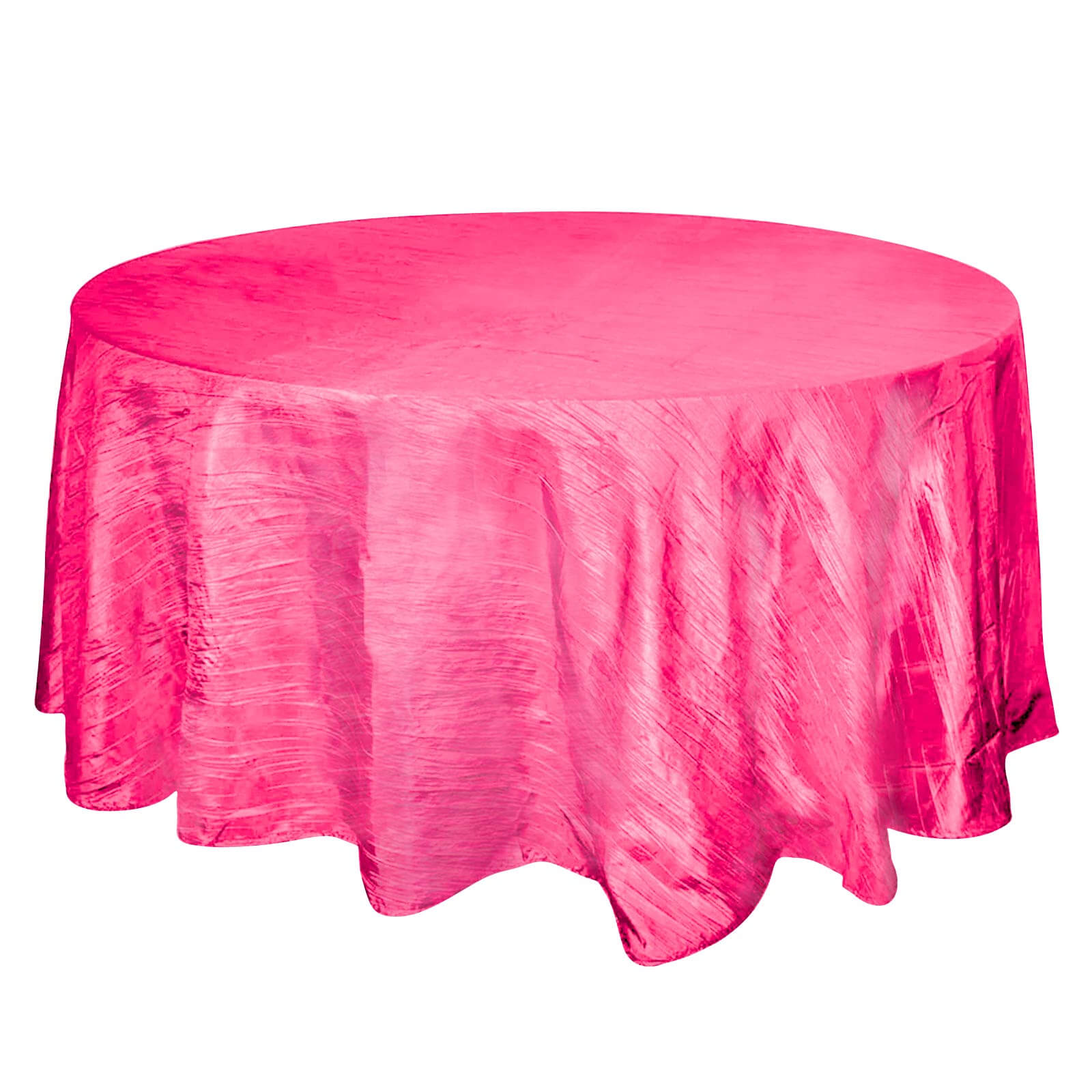 Seamless Accordion Crinkle Fuchsia Taffeta 120 Round Tablecloth