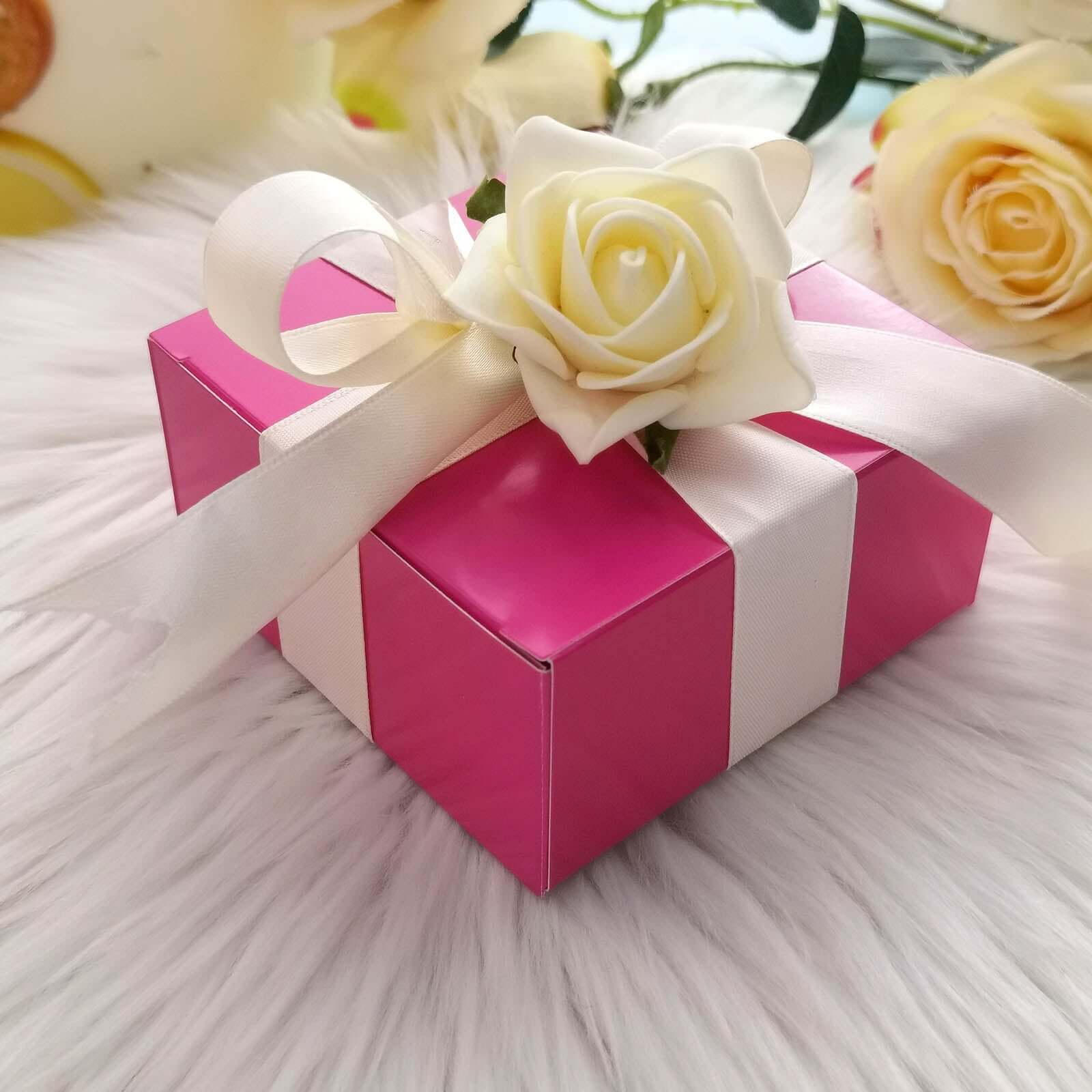 100-Pack Fuchsia Cardstock 4x4x2 Cake Cupcake Party Favor Gift Boxes for DIY