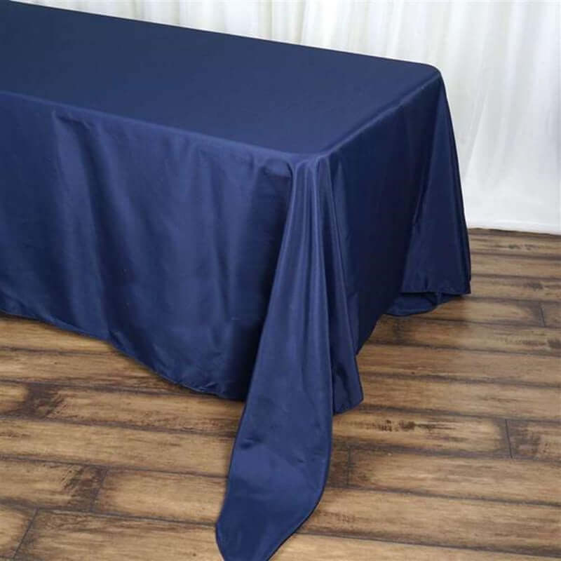 Seamless Wrinkle-Resistant Navy Blue 90x156 Polyester Rectangle Tablecloth