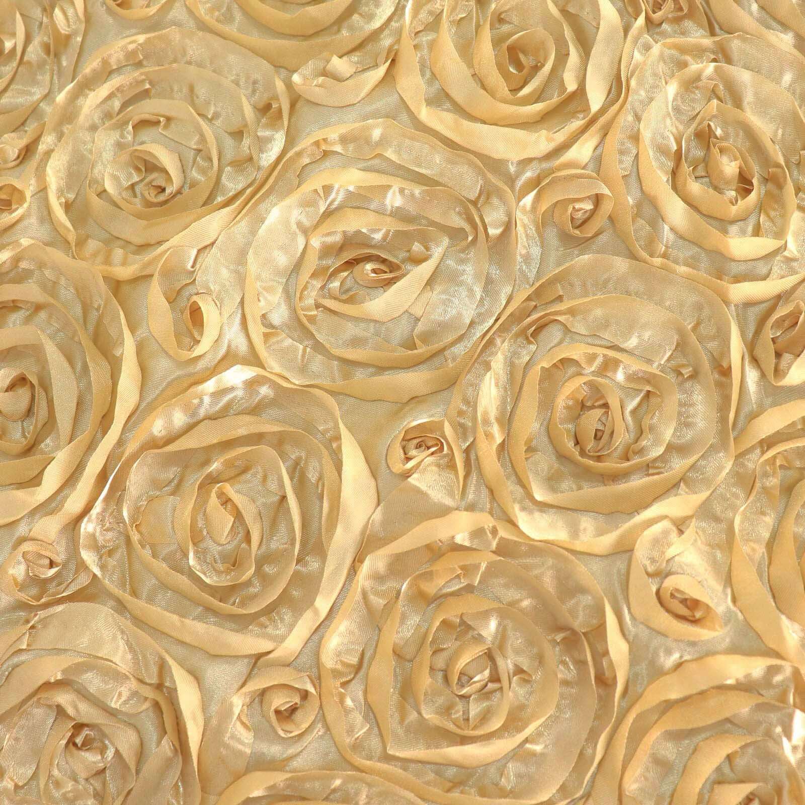 Hot Sale! Stretch Fitted Champagne Satin Rosette Slip-On Chair Cover for Banquet Chairs
