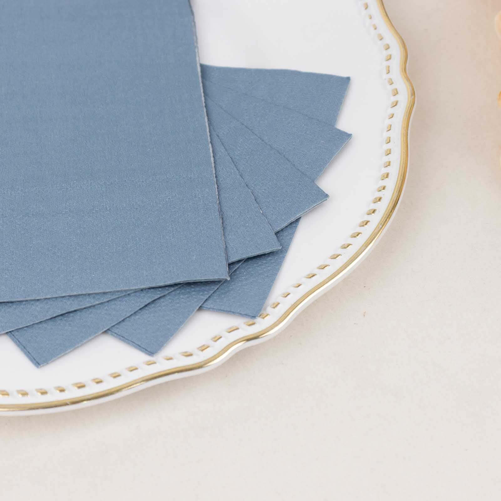 50-Pack Soft Dusty Blue Disposable 2-Ply Paper Napkins - Ideal for Weddings