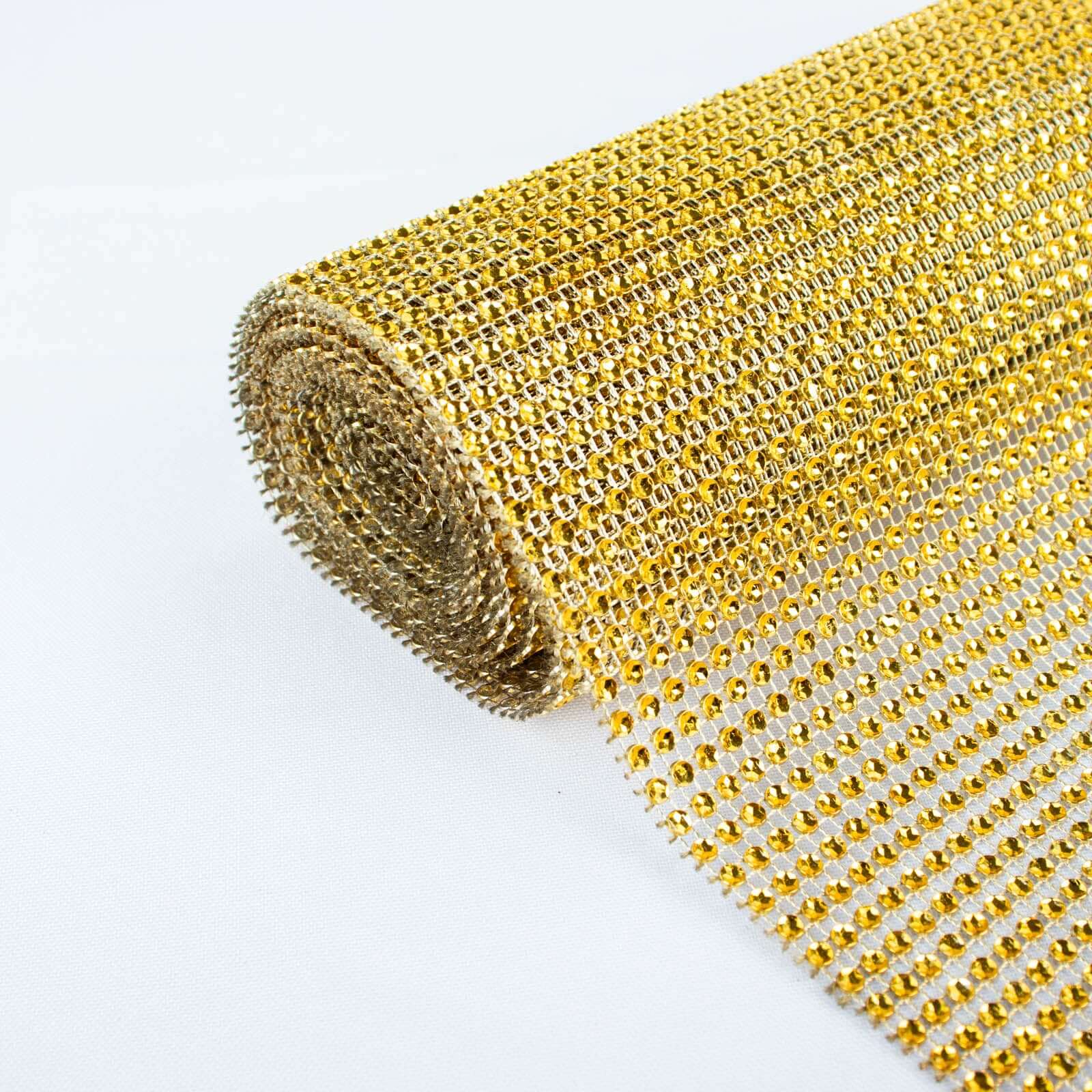 Hot Sale! 10x108 Gold Plastic Table Runner with Luxurious Diamond Mesh Shine