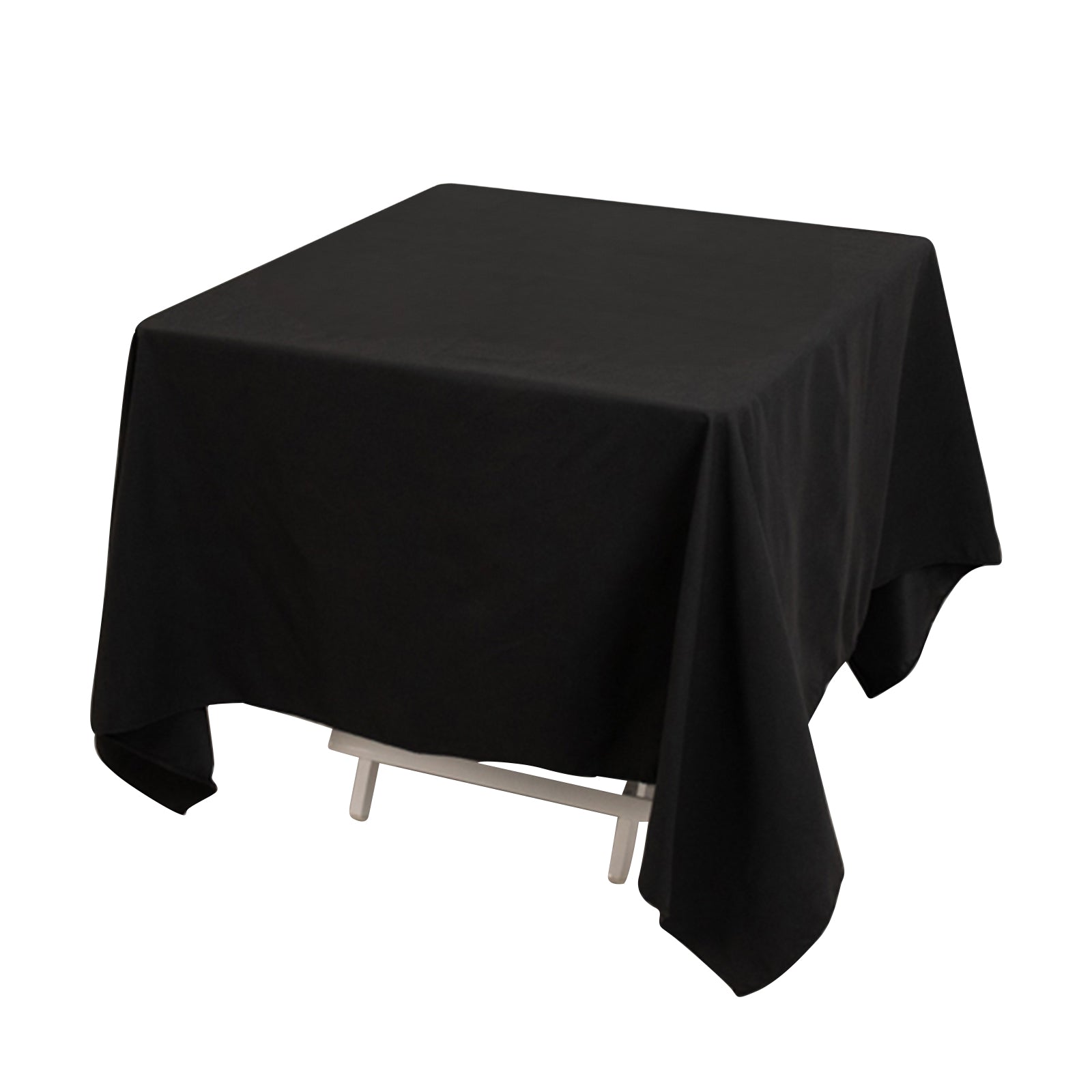 Black 70x70 Square Wrinkle-Resistant Cotton Blend Tablecloth for Events