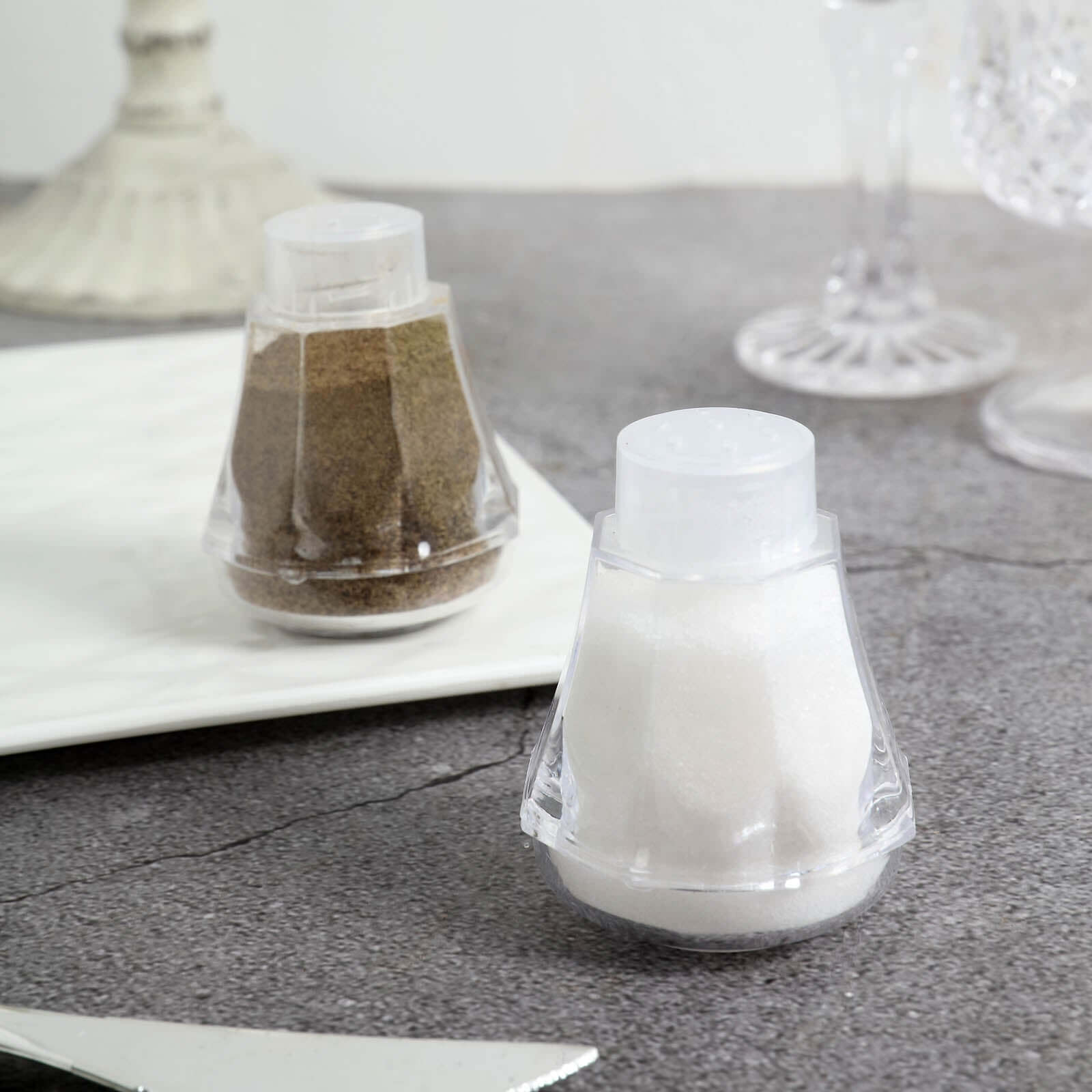 Set of 12 Clear 2.5-Inch Plastic Salt and Pepper Shakers for Party Gifts