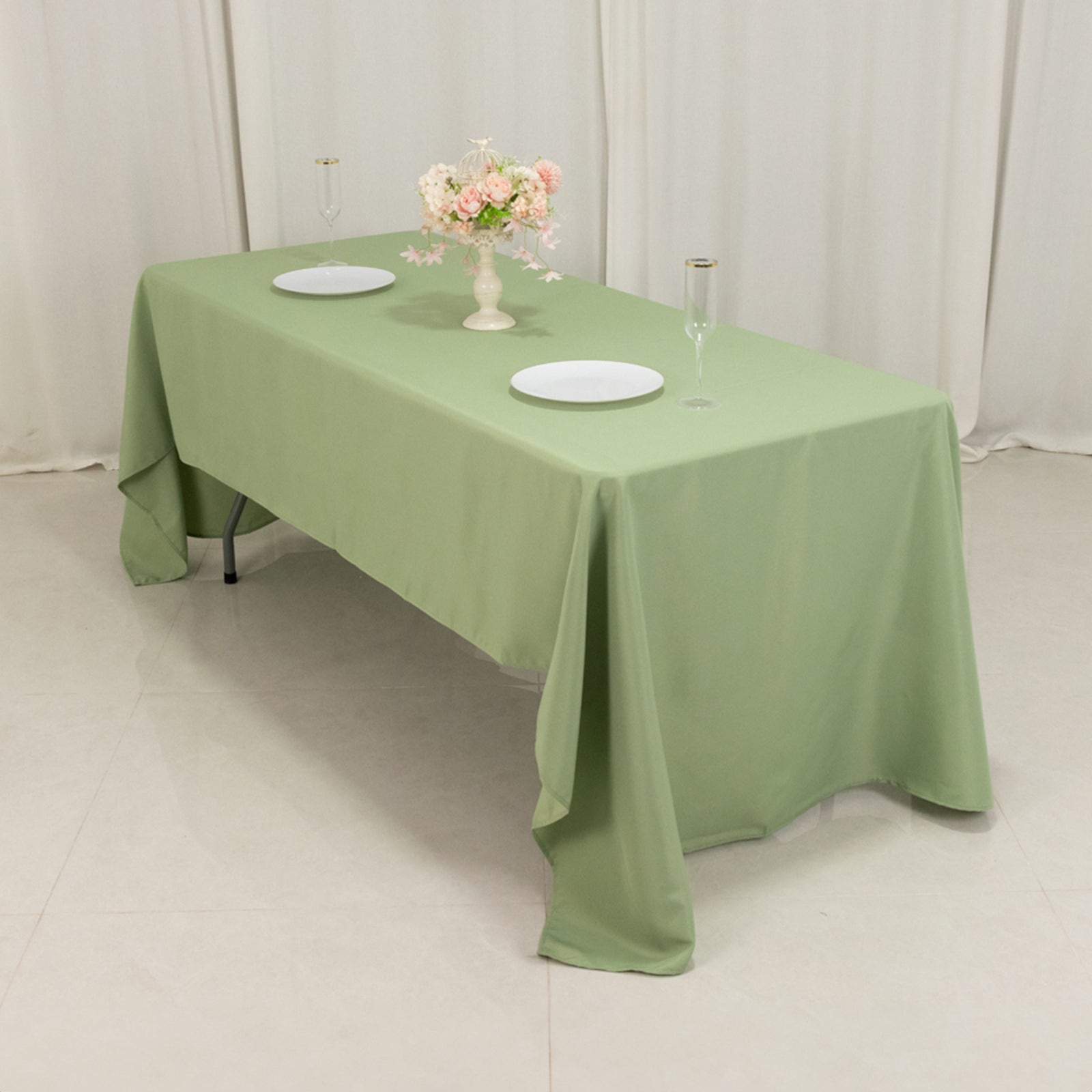 Hot! Sage Green 60x126 Polyester Rectangle Tablecloth - 220GSM Stain-Resistant Finish