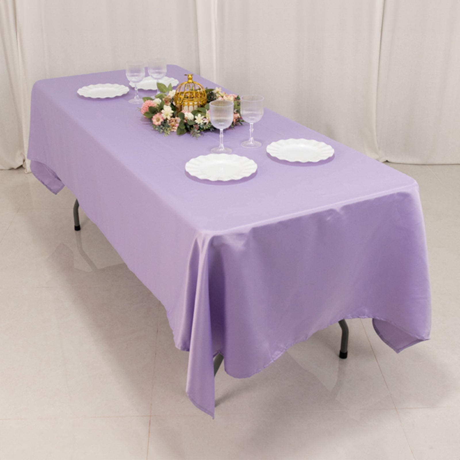Lavender Lilac Lamour Satin Rectangle Tablecloth - 60x102, Durable & Soft