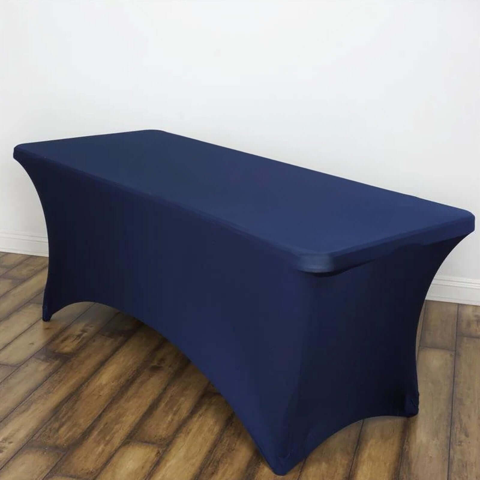 Durable Navy Blue 6ft Stretch Spandex Rectangle Tablecloth for a Perfect Fit