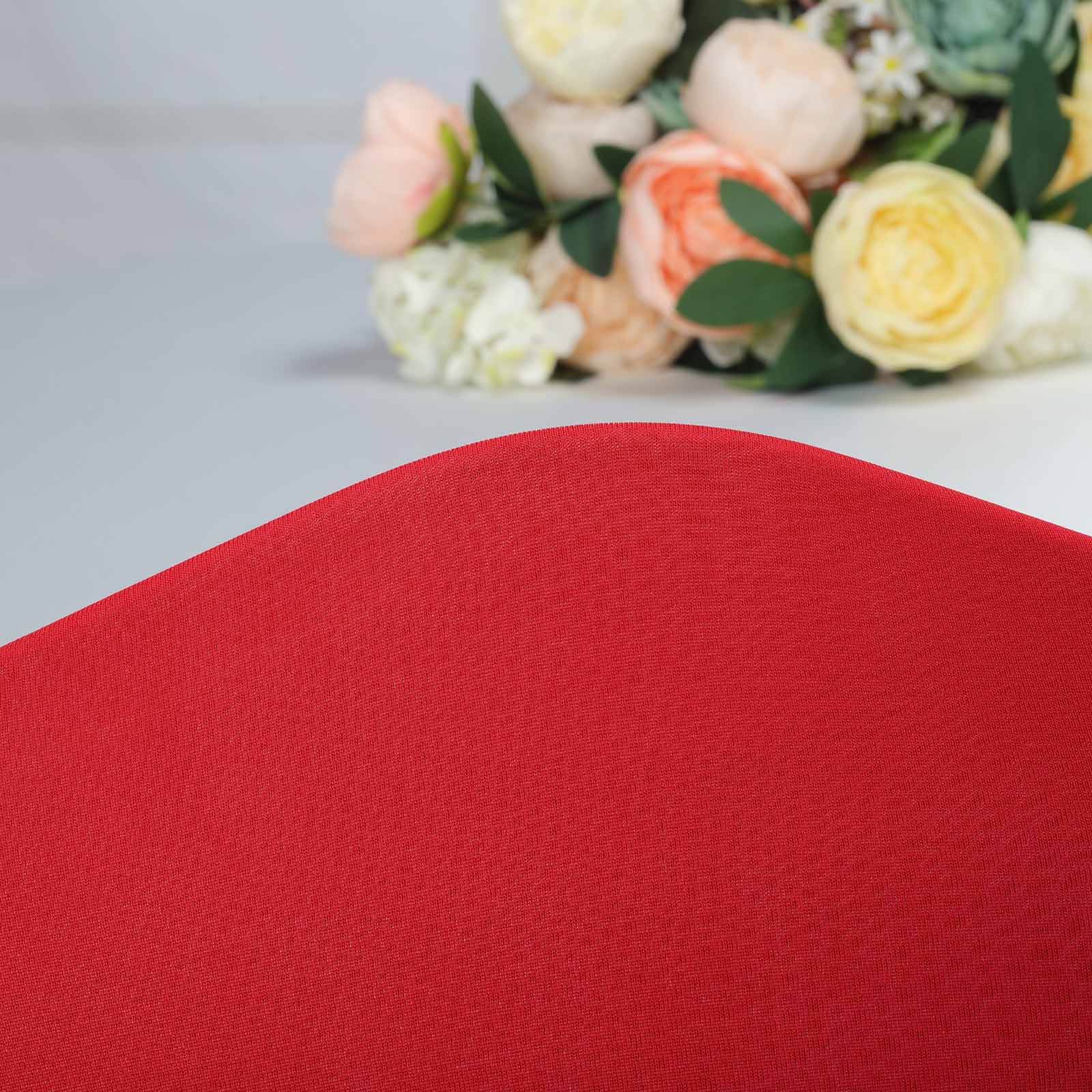 Red Satin Rosette Stretch Slip-On Cover for Banquet Chairs - Great Value!