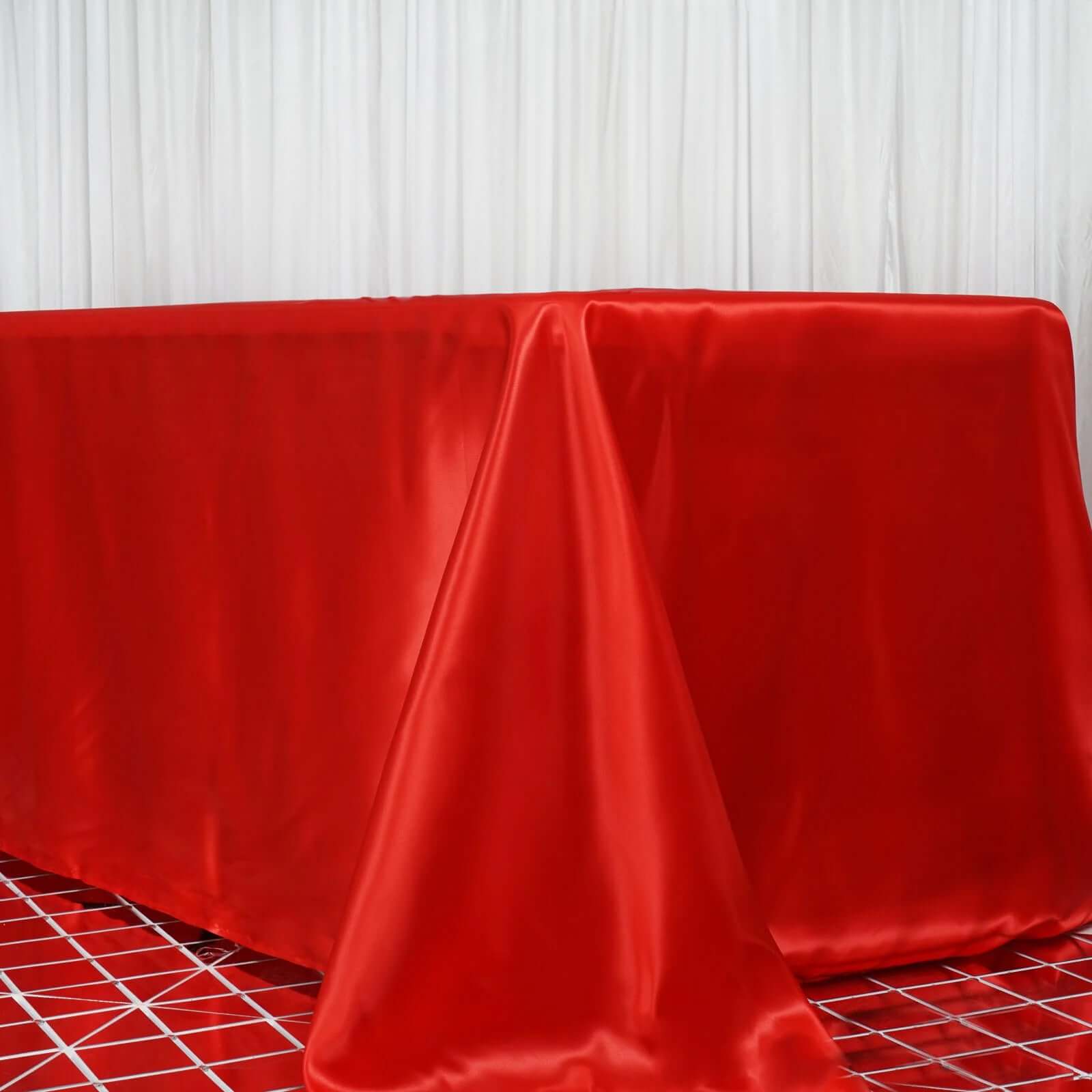 Hot Deal! Red Seamless Satin Rectangular Tablecloth, 90x156 Inches