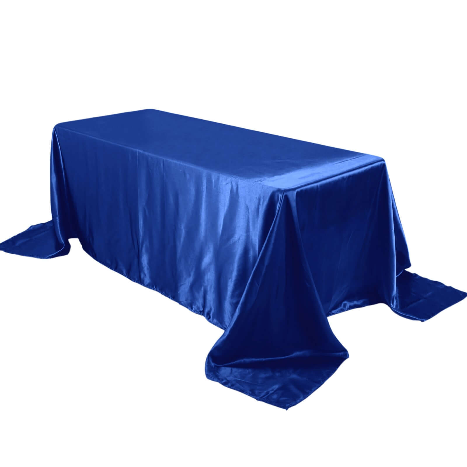 Exclusive Royal Blue Satin Seamless Rectangular 90x132 Tablecloth for Special Events