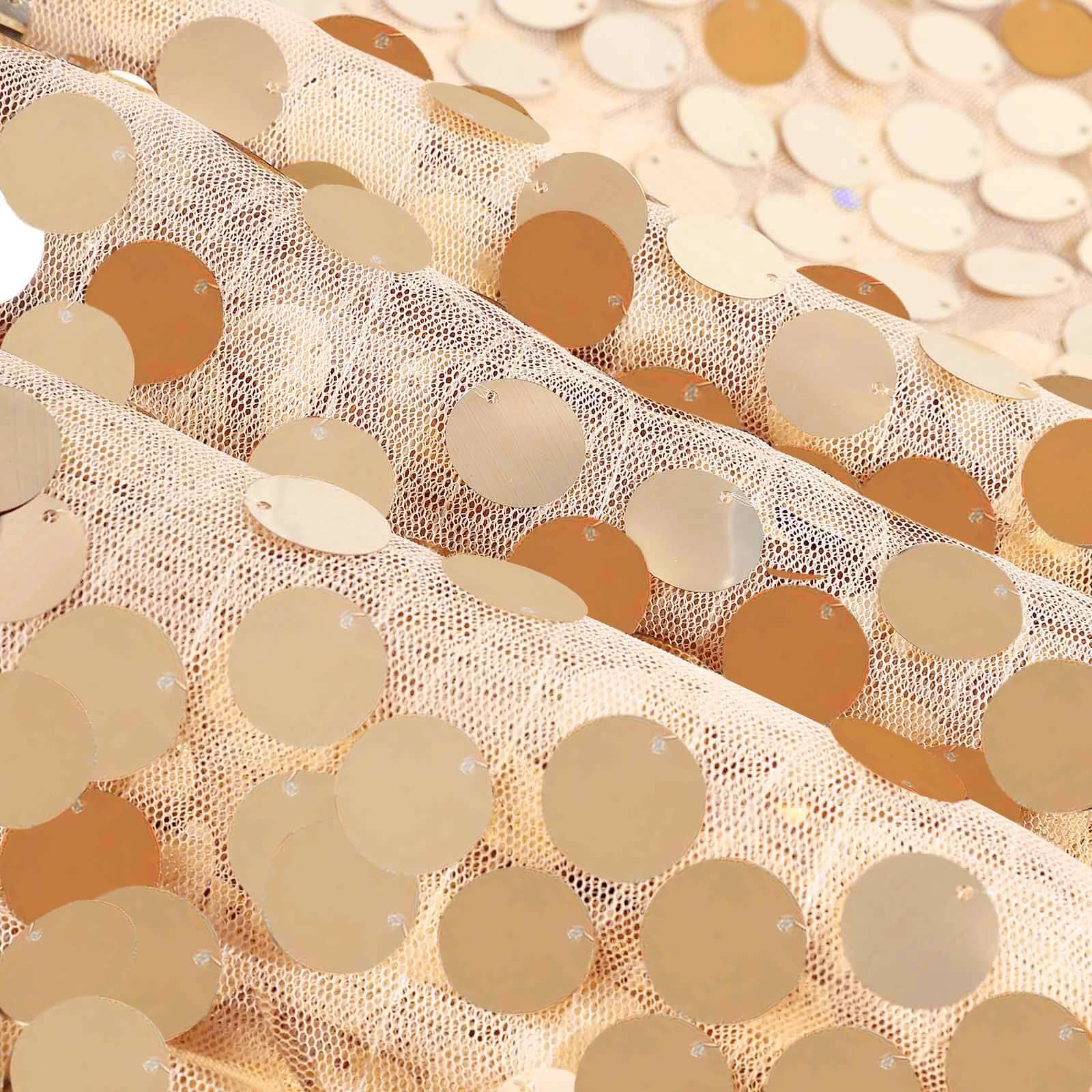 Hot Sale! 120-Inch Seamless Matte Champagne Sequin Round Tablecloth for Events