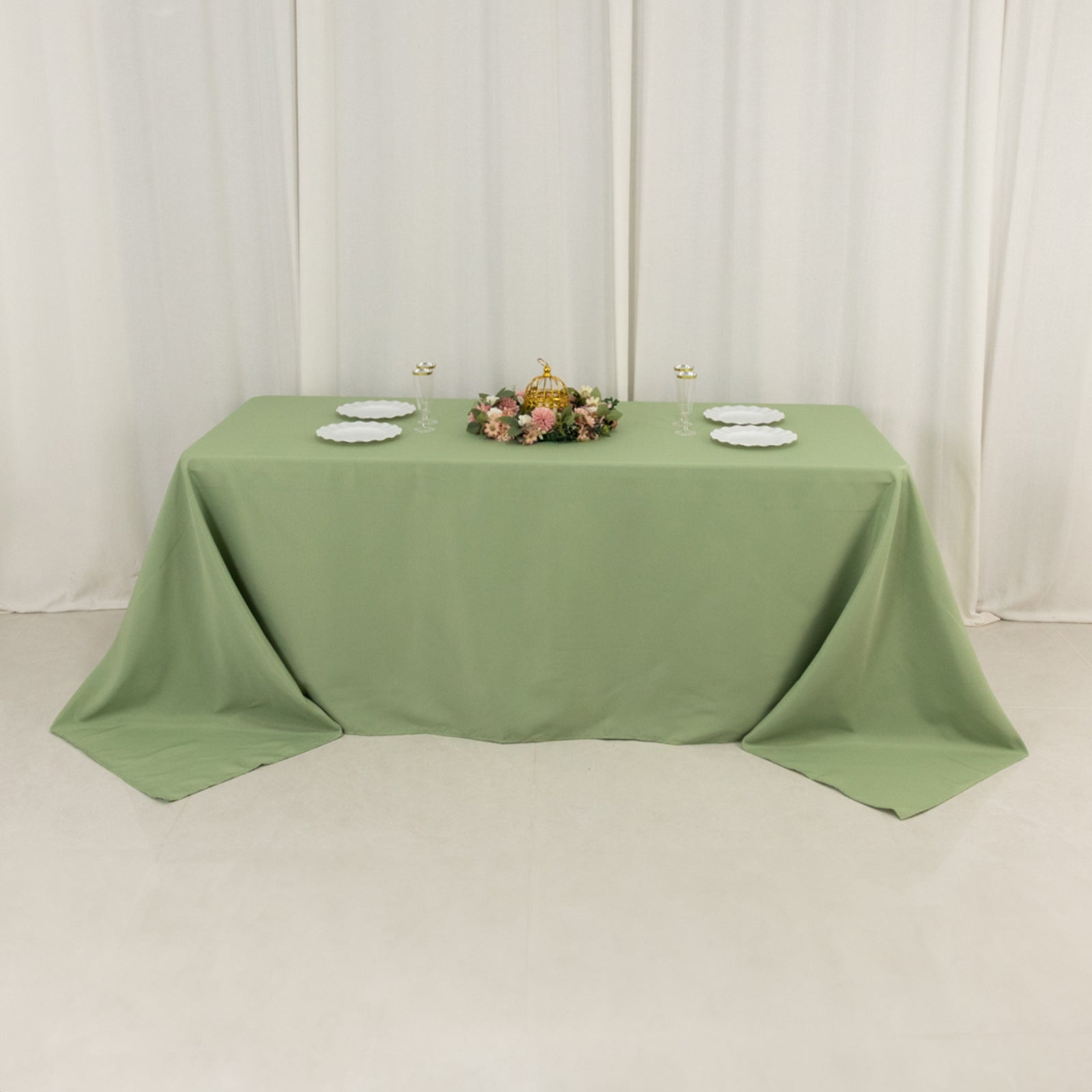 Exclusive Sage Green 90x132 Premium Polyester Seamless Tablecloth - Stain-Resistant