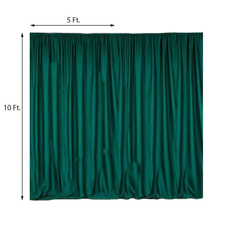 2-Pack Hunter Emerald Green Scuba Polyester Event Curtains - Durable, Flame-Resistant, Wrinkle-Free 10ftx10ft Panels