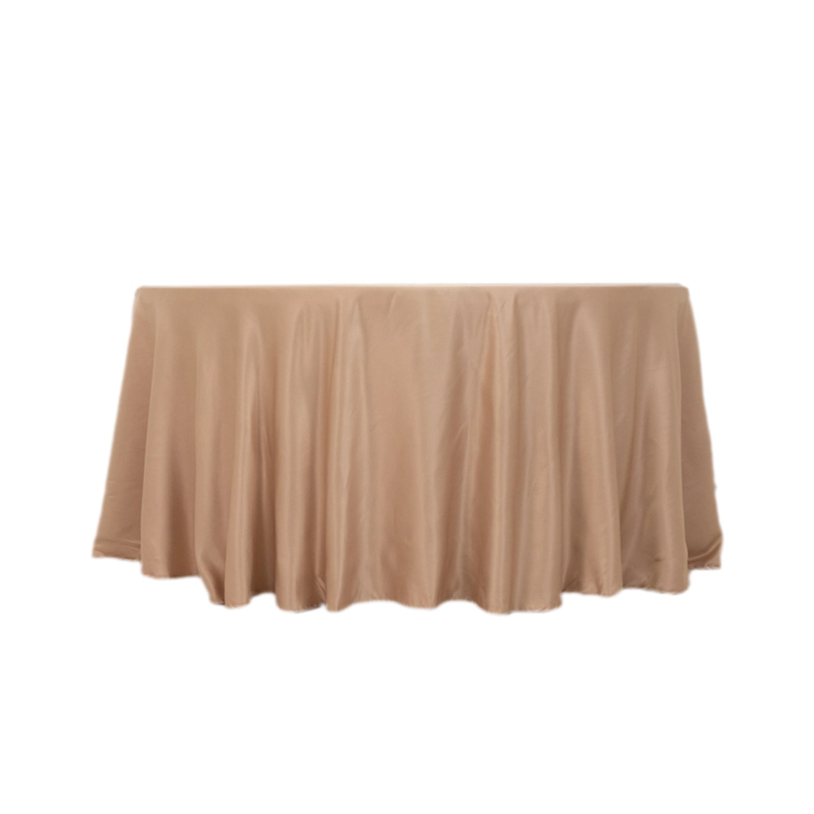 Exclusive Lamour Satin Nude 120" Round Seamless Tablecloth with Soft Sheen