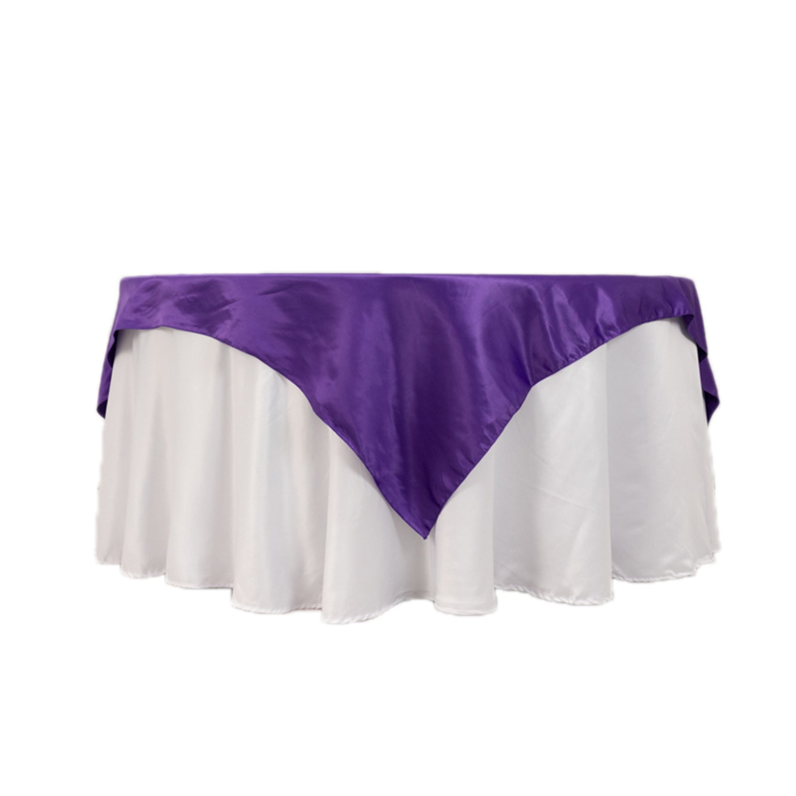 Purple Lamour Satin 72x72 Square Table Overlay with Smooth Finish