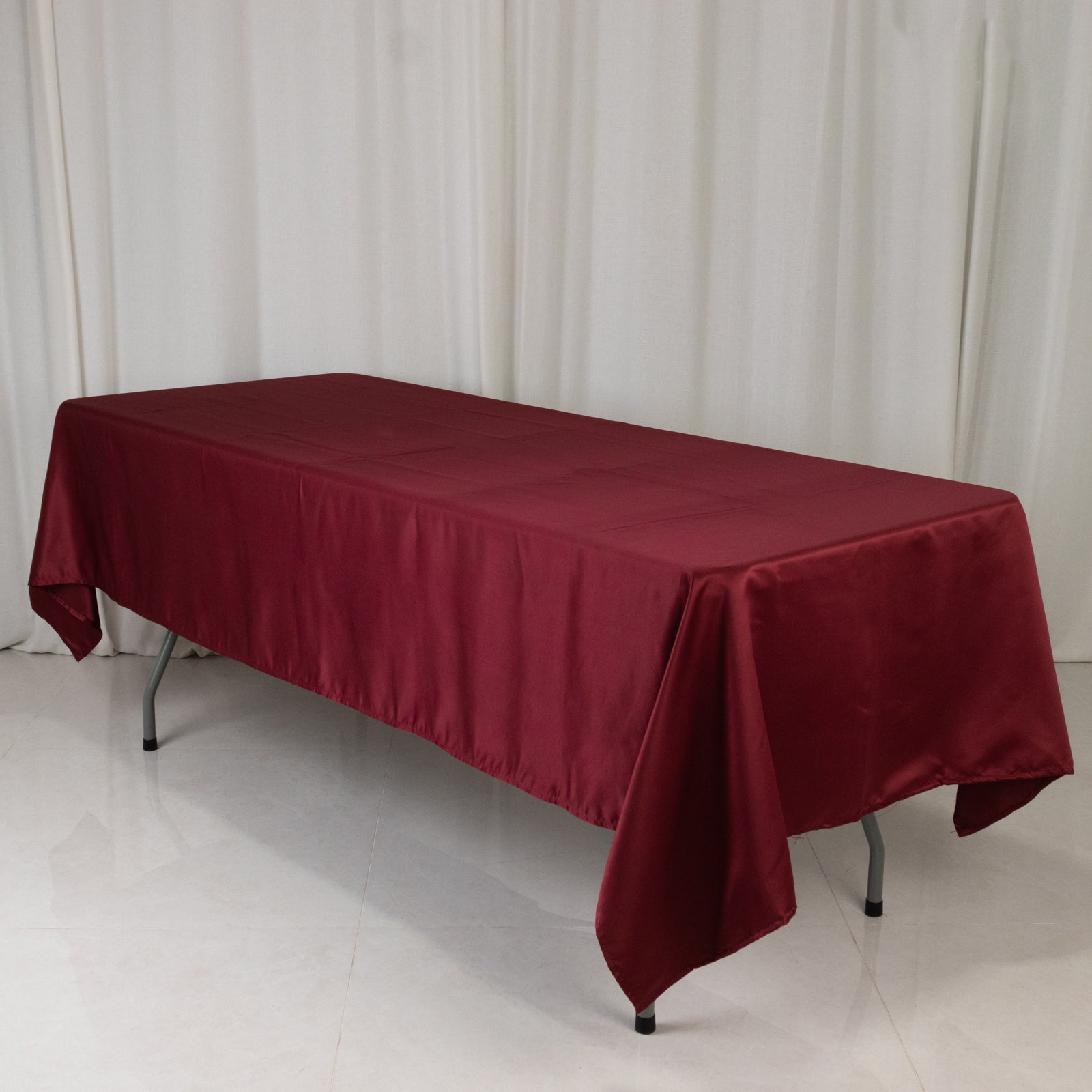 Exclusive Lamour Satin Burgundy Tablecloth - Durable & Soft for Events