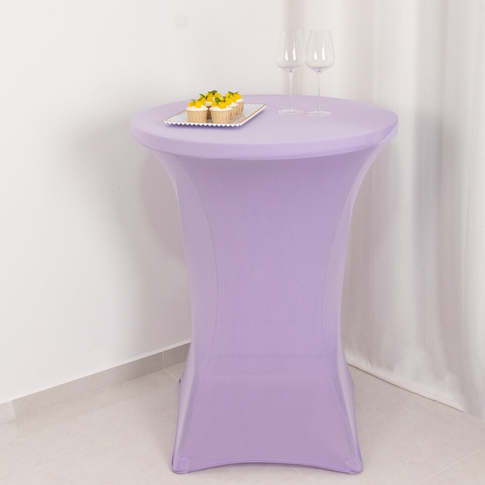 Lavender Lilac Spandex Stretch Fitted Cocktail Table Cover for 24 - 32 Dia Tables