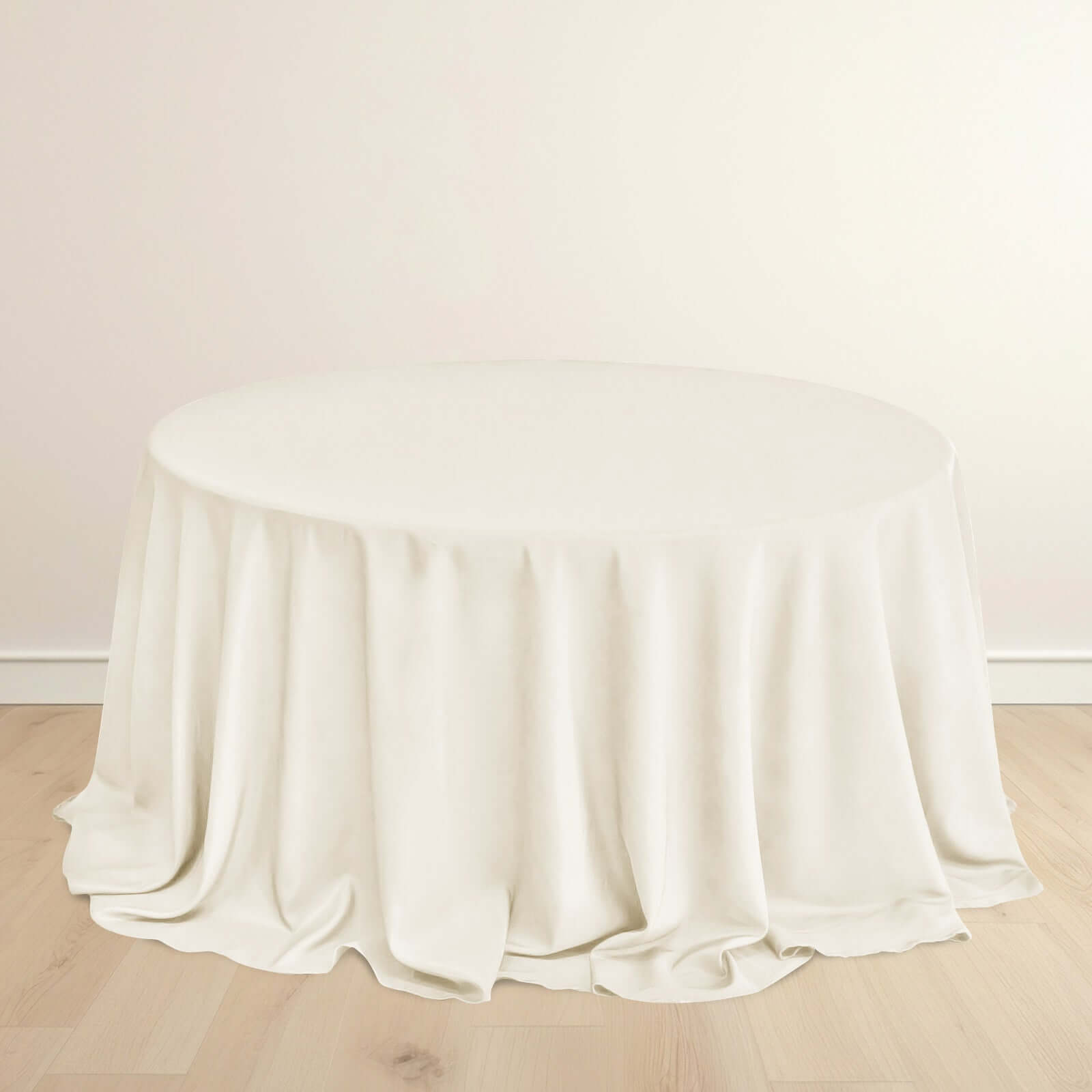 Premium Wrinkle-Free & Stain-Resistant Ivory 132' Round Scuba Tablecloth for Events