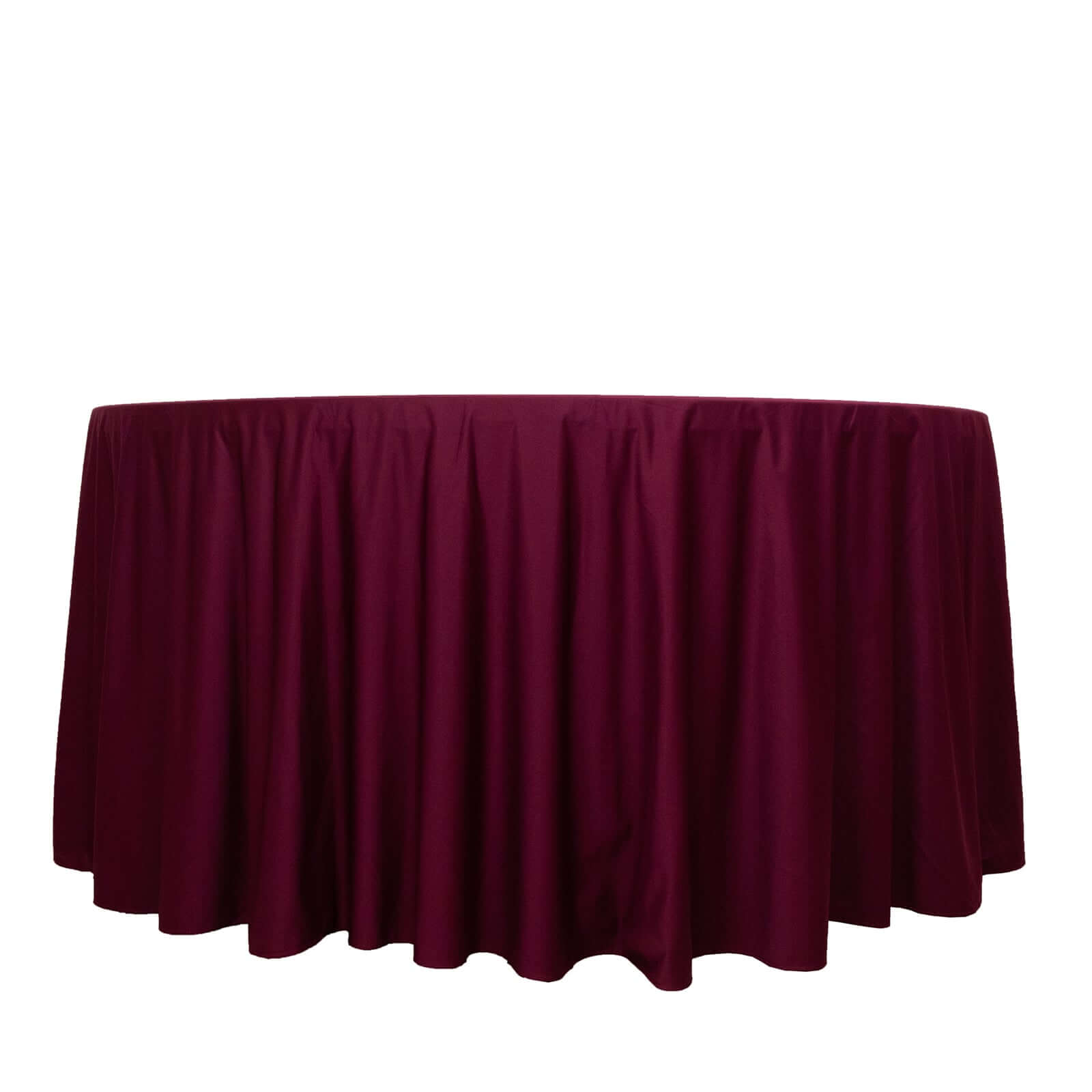 Premium Seamless Burgundy 120' Round Scuba Tablecloth - Wrinkle & Stain Resistant