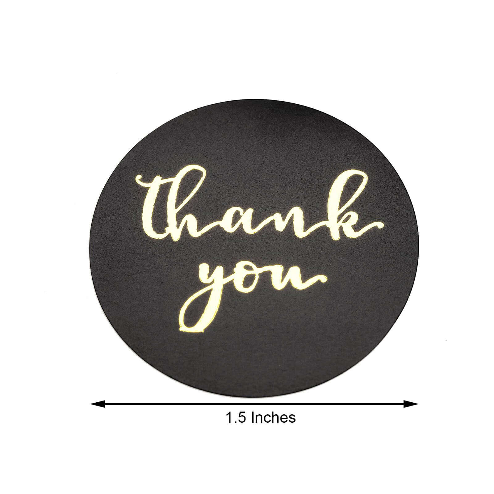 500Pcs Gold Foil 'Thank You' Round Stickers on Black Roll - Ideal for DIY Envelope Decor