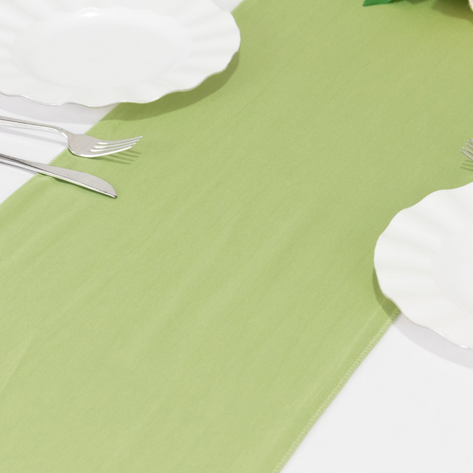 Premium Wrinkle-Free Sage Green Scuba Polyester Table Runner (12x108 Inches) for Events