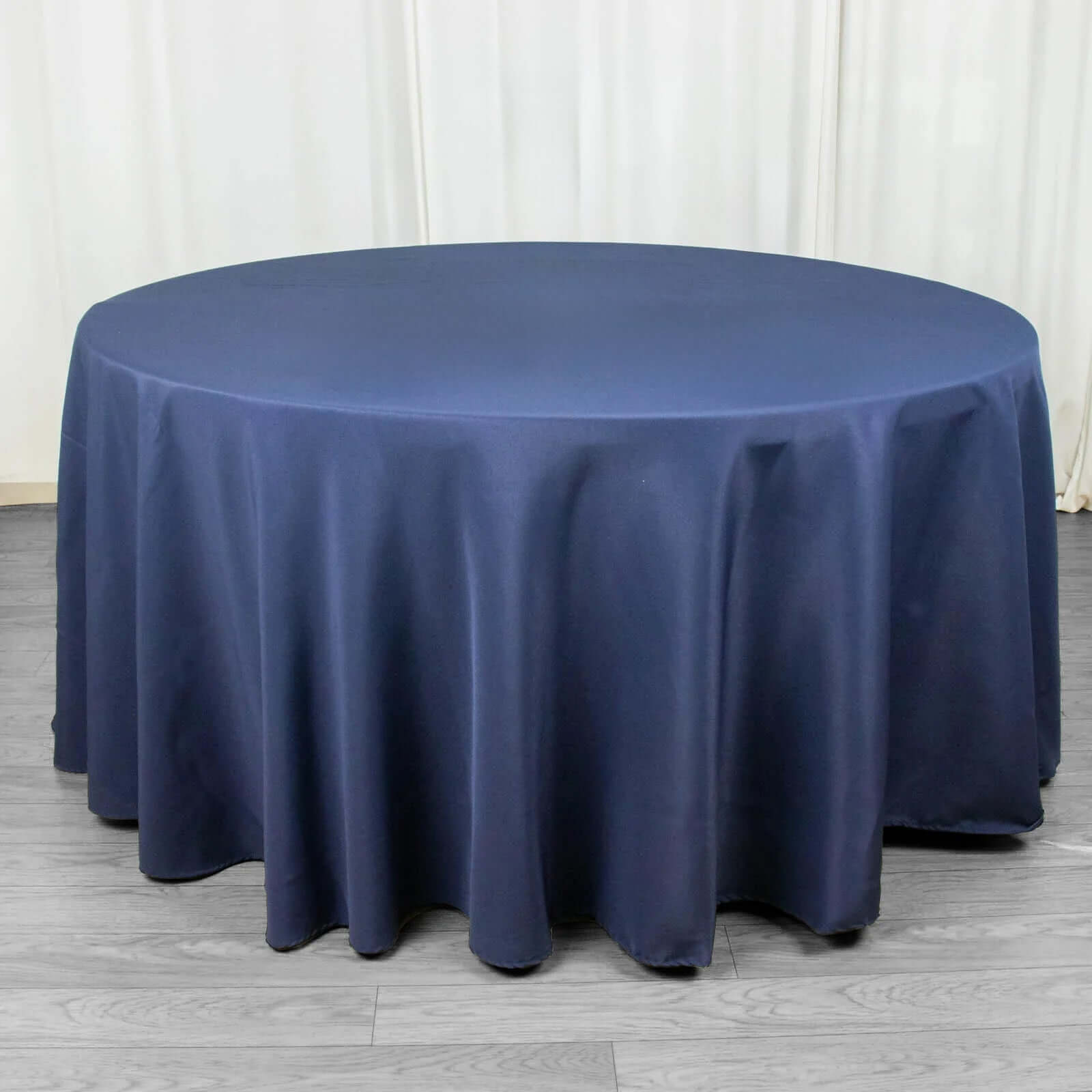 Premium Navy Blue 120-Inch Round Polyester Tablecloth - Seamless, Wrinkle-Resistant & Stainproof