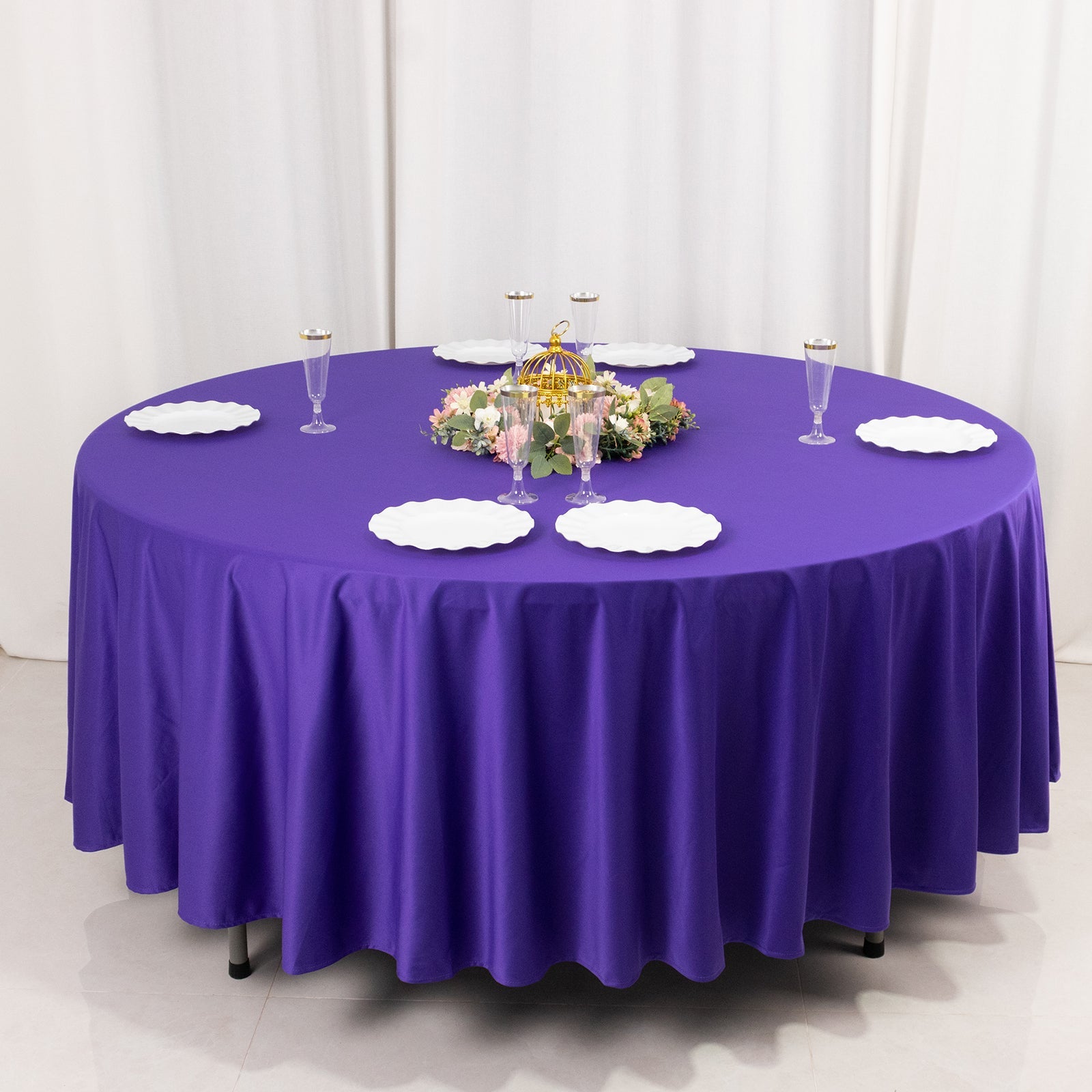 Premium Purple 108-Inch Round Scuba Tablecloth - Wrinkle-Free & Stain-Resistant for Events