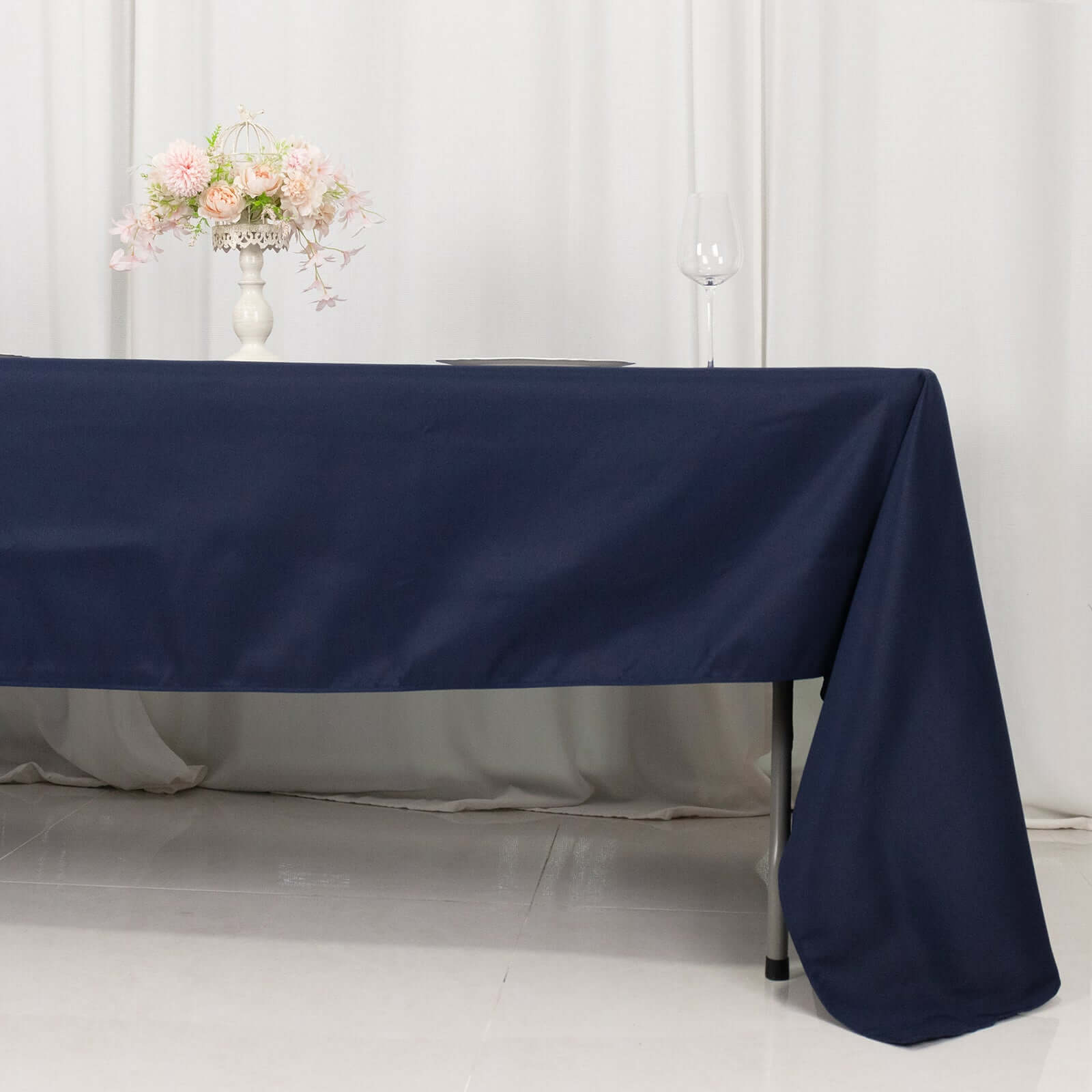 Navy Blue Premium Polyester 60x126 Rectangle Tablecloth - Stain-Resistant 220GSM Finish, Ideal for Events