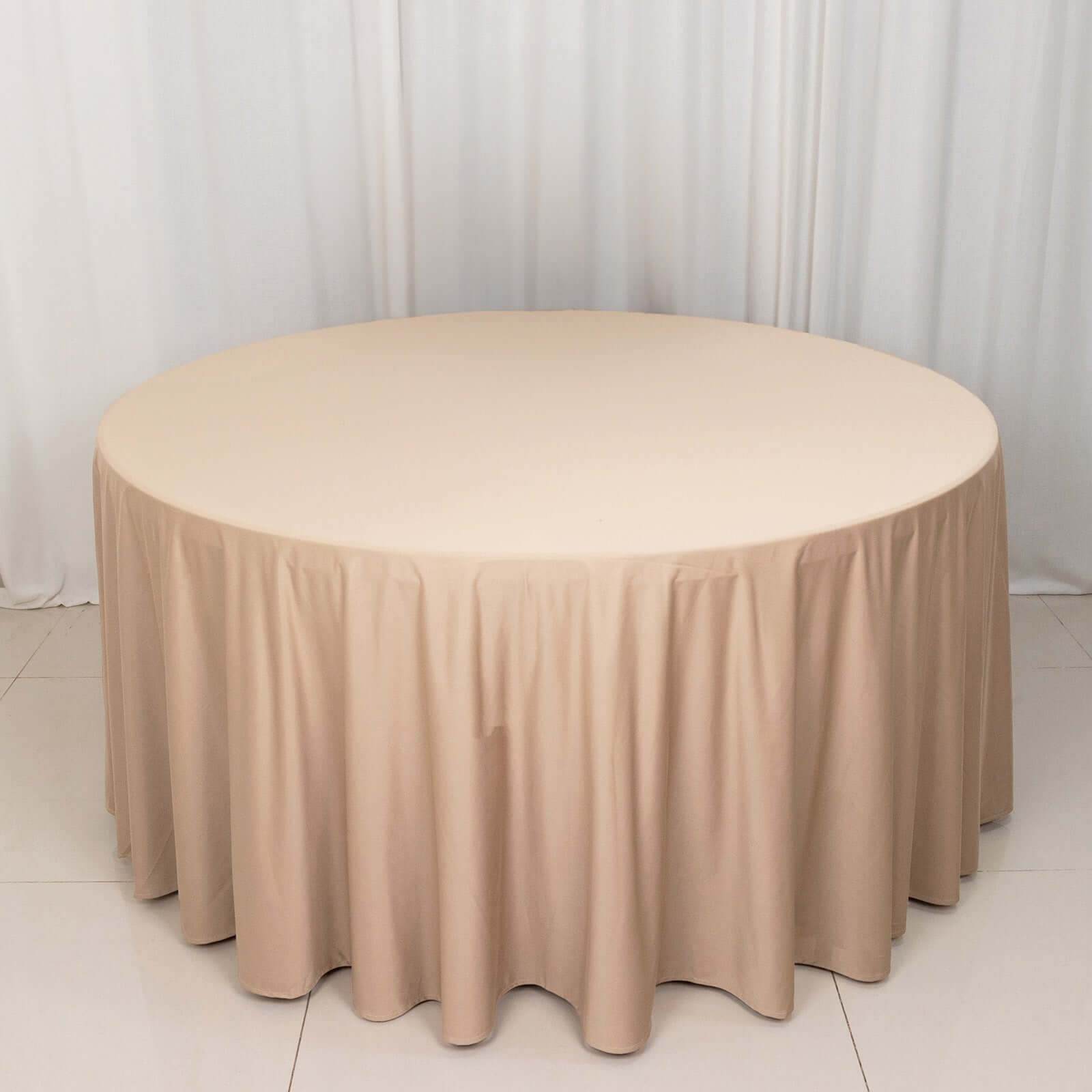 120' Nude Premium Scuba Seamless Tablecloth - Wrinkle & Stain Resistant