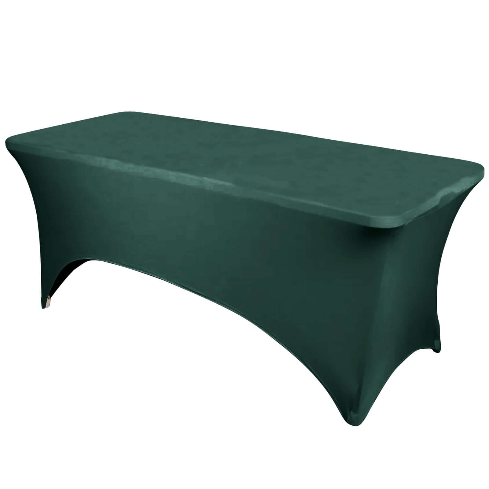Durable 6ft Stretch Spandex Rectangle Tablecloth in Hunter Emerald Green