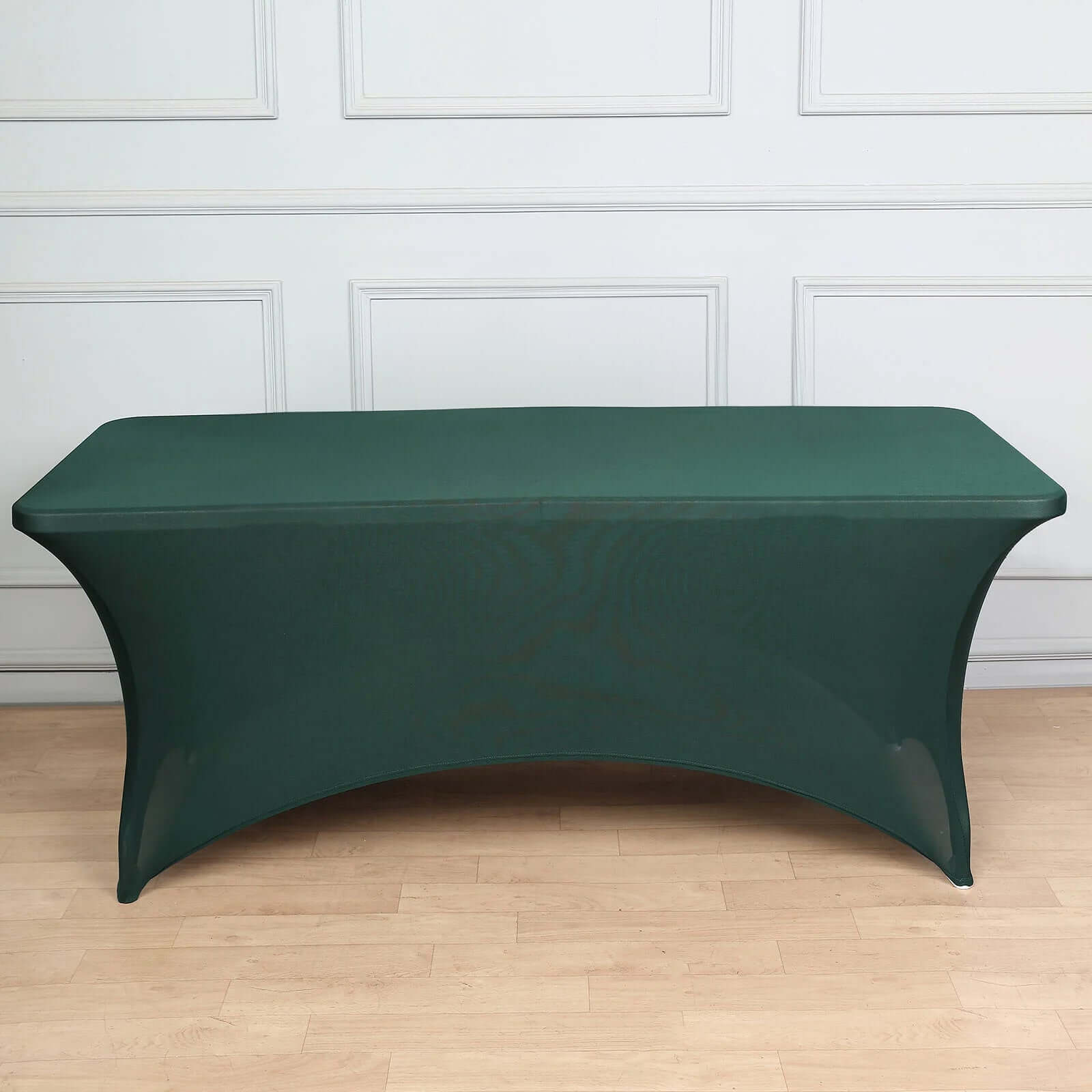 Durable 6ft Stretch Spandex Rectangle Tablecloth in Hunter Emerald Green
