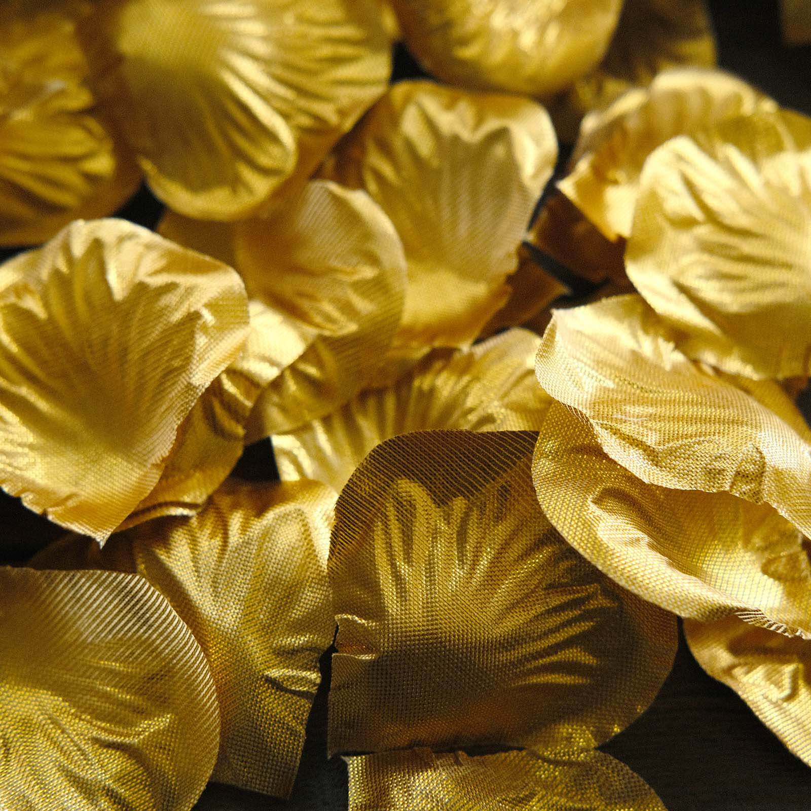 500-Piece Metallic Gold Silk Rose Petal Confetti for Table and Floor Decor