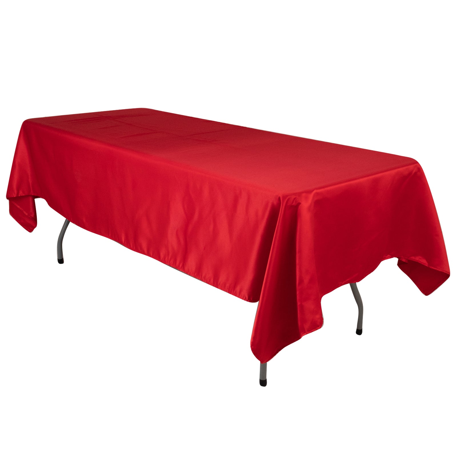 Red Lamour Satin Rectangle Tablecloth (60x102) - Durable & Silky Soft, Great Deal!