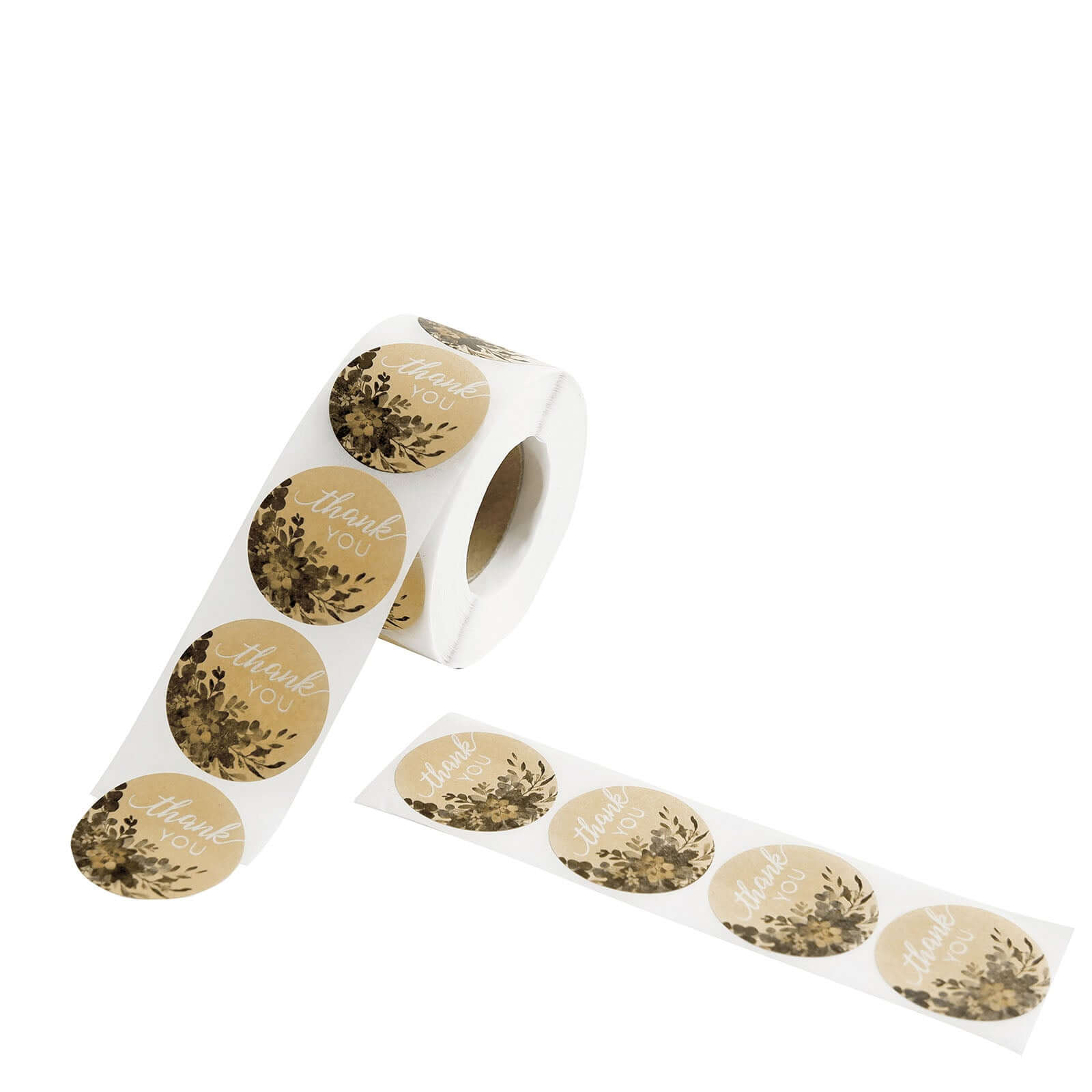 500Pcs 1.5" Round DIY Envelope Decor Stickers with 'Thank You' White Text and Natural Greenery