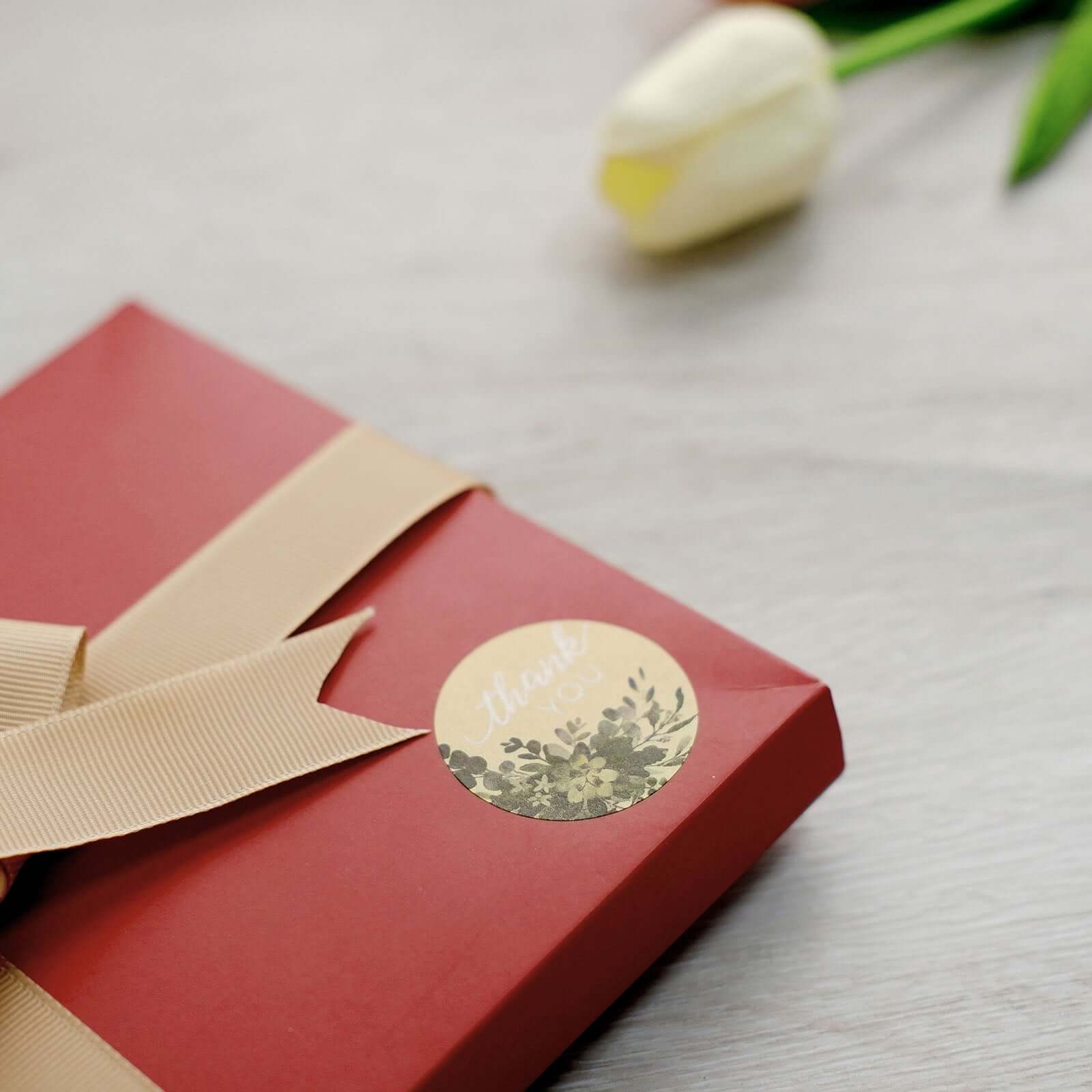 500Pcs 1.5" Round DIY Envelope Decor Stickers with 'Thank You' White Text and Natural Greenery