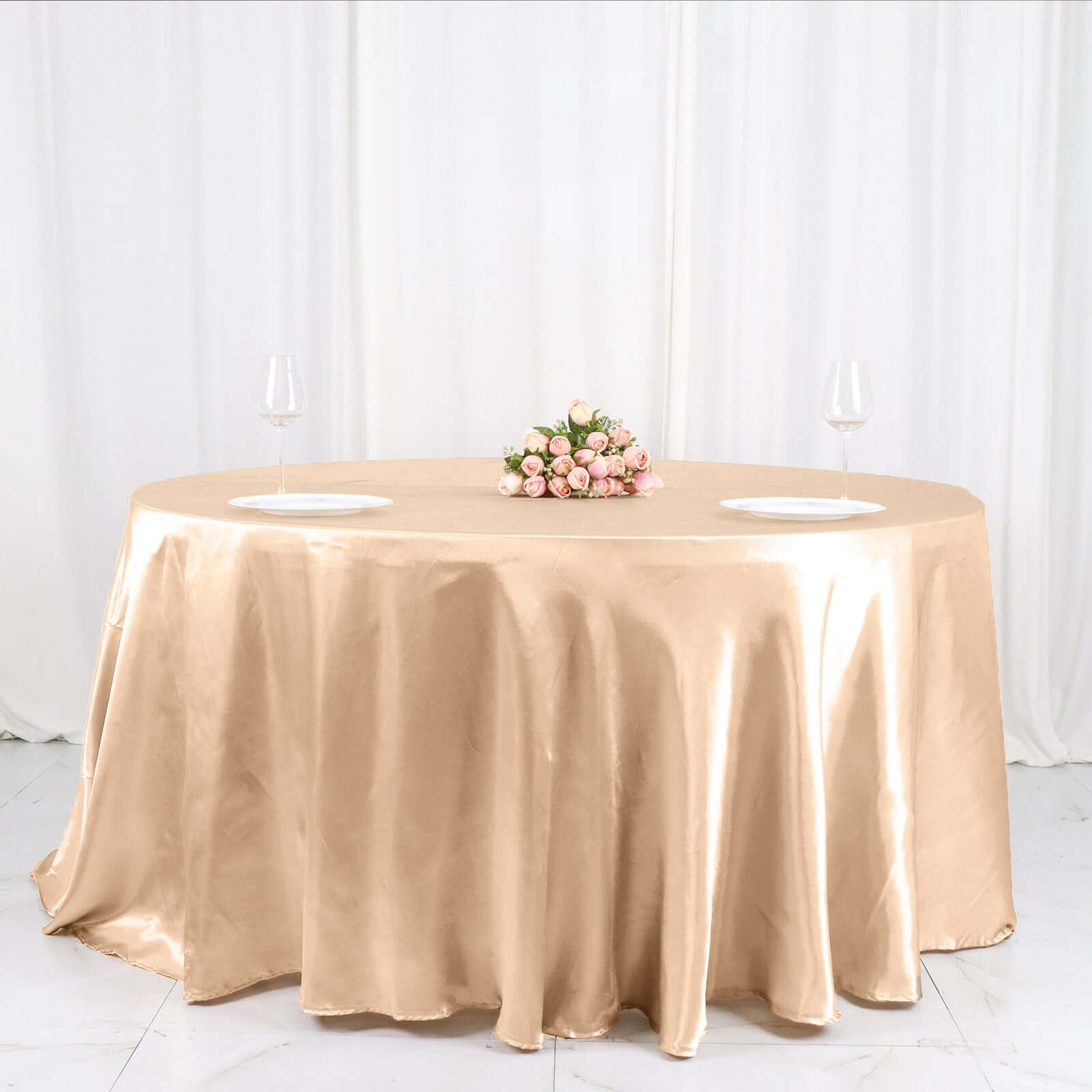 Stylish Seamless Nude Satin 120 - inch Round Tablecloth