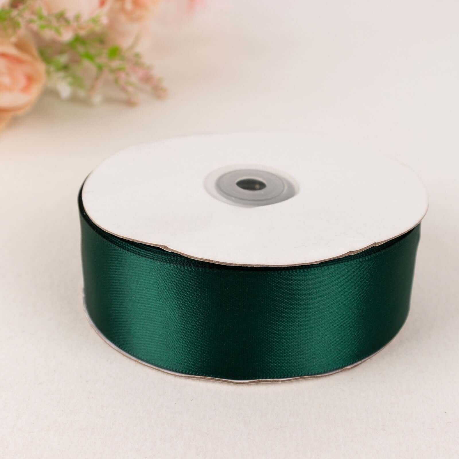 Hot Sale! 50-Yard 1.5-Inch Hunter Emerald Green Single-Face Decorative Polyester Satin Ribbon