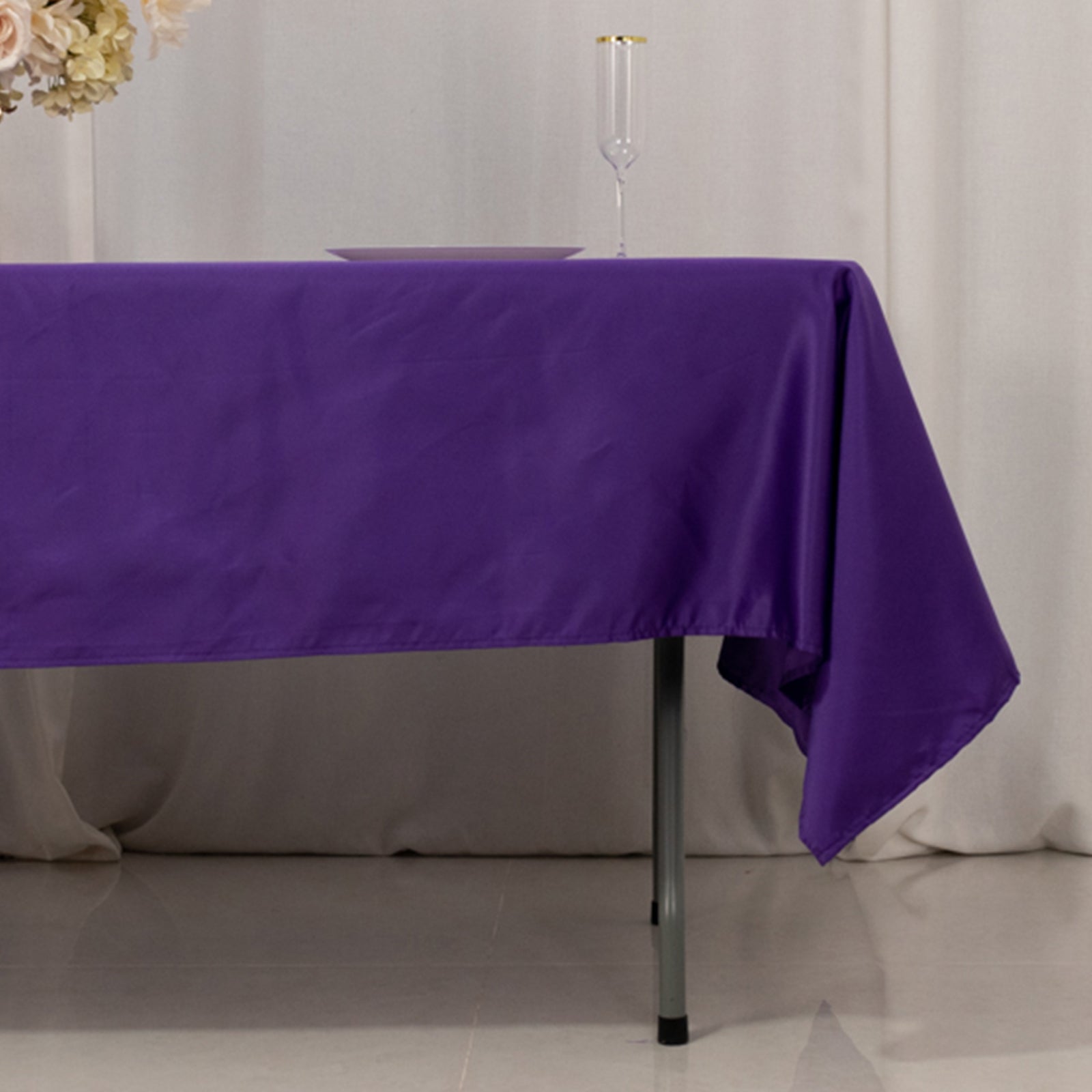 Purple Lamour Satin 60x102 Rectangle Tablecloth - Durable & Silky Soft, Ideal for Events