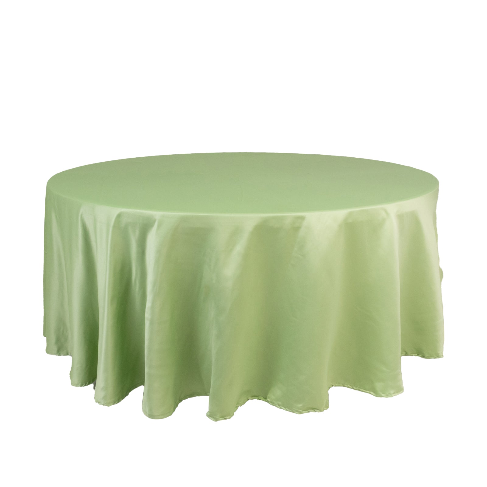 Durable Silk-Like Sage Green Lamour Satin 108-Inch Round Tablecloth