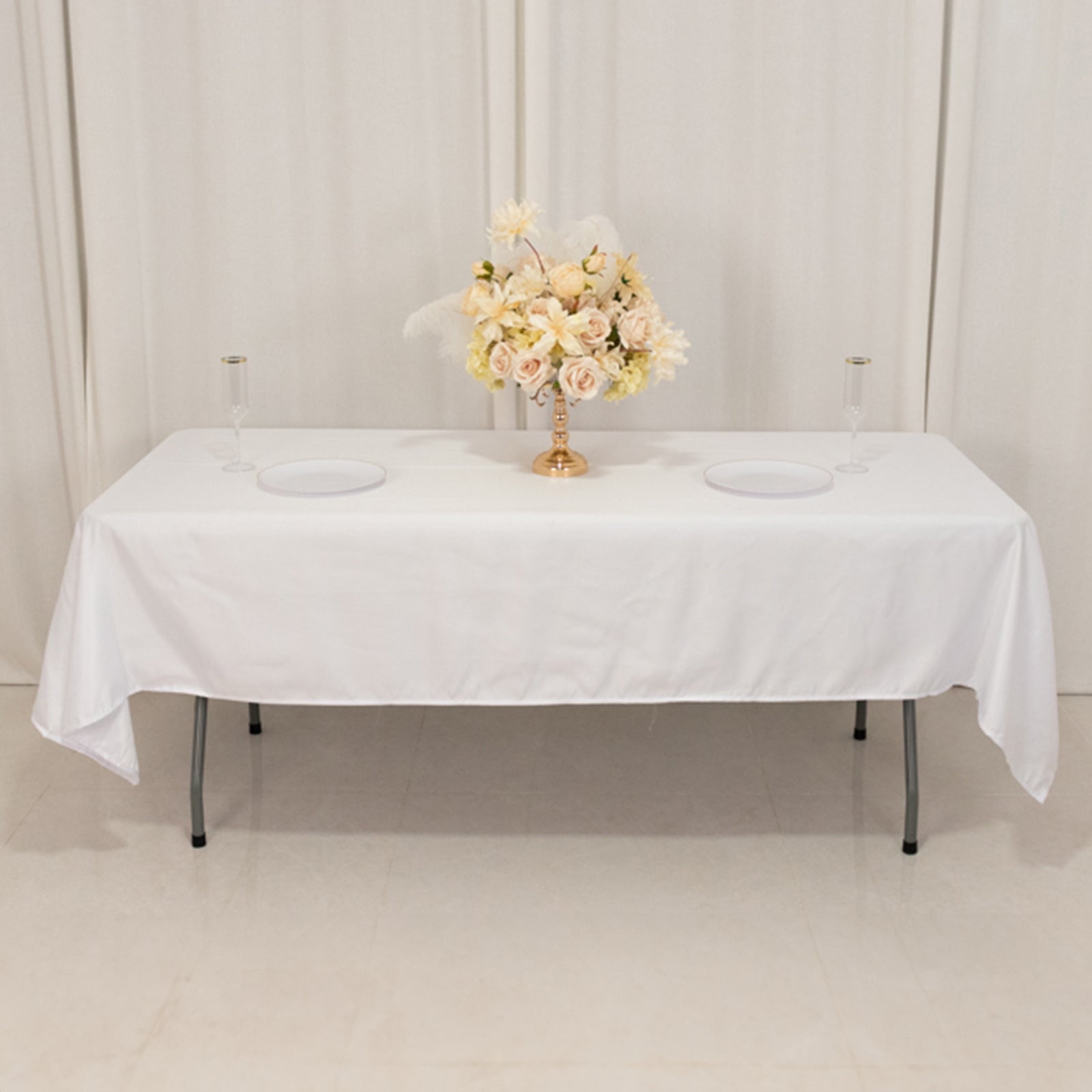 Premium White Lamour Satin Rectangle Tablecloth (60x102) for Weddings and Banquets - Durable & Soft