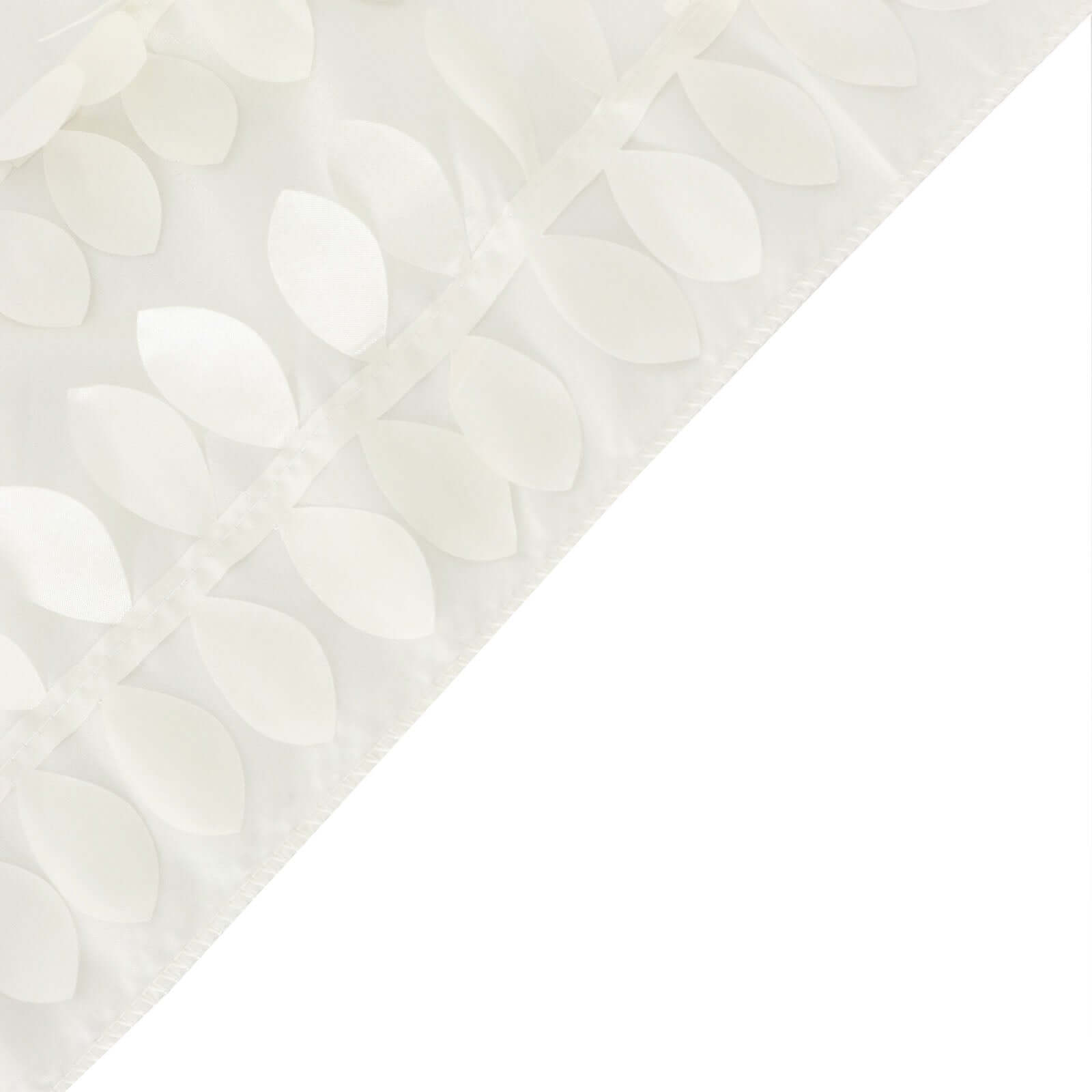 Ivory 132' Taffeta Round Tablecloth with Stunning 3D Leaf Petal Design