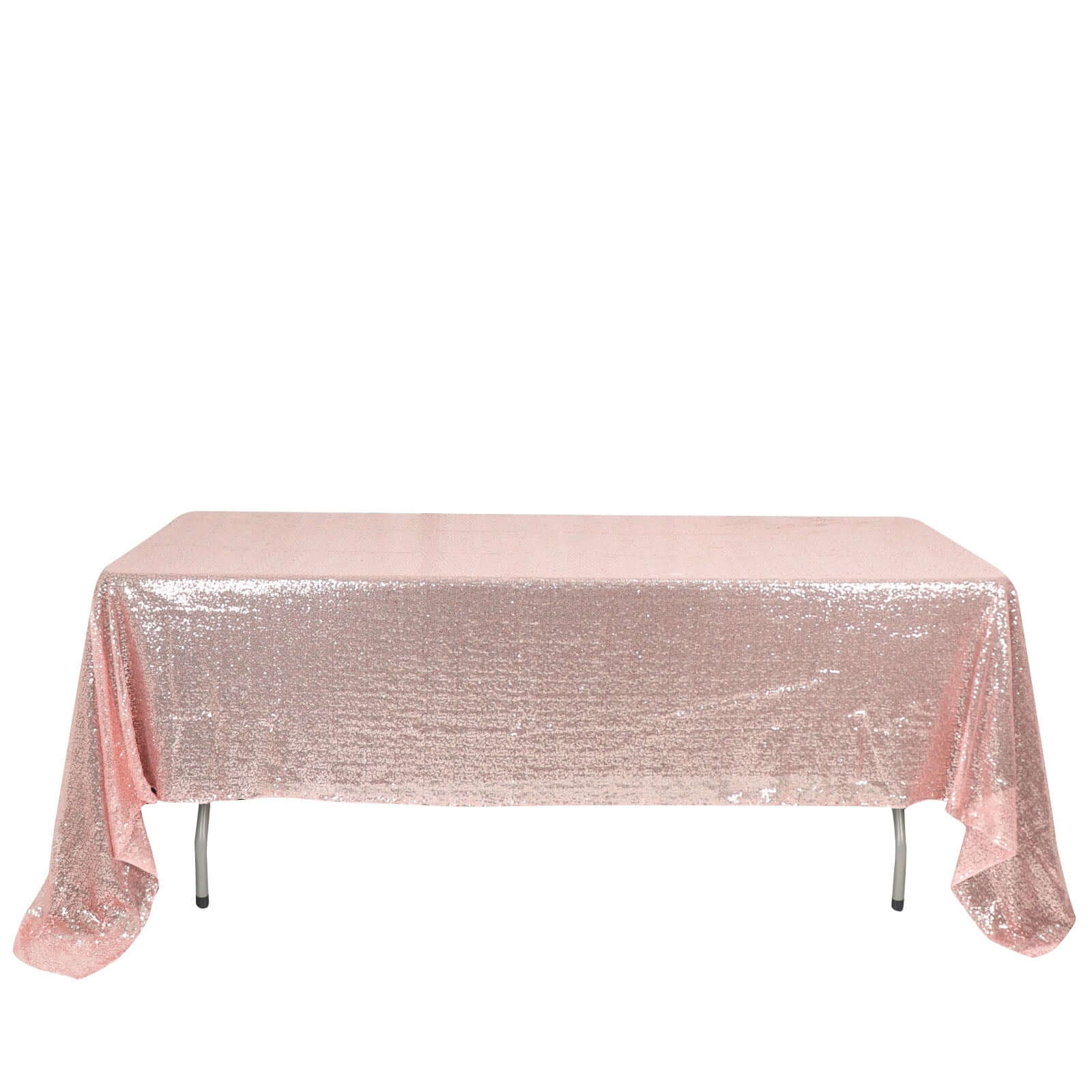 Rose Gold Glittering Sequin Rectangle Tablecloth, 60x126 Size