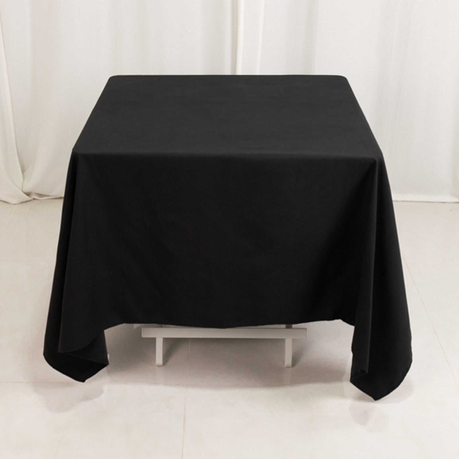 Black 70x70 Square Wrinkle-Resistant Cotton Blend Tablecloth for Events